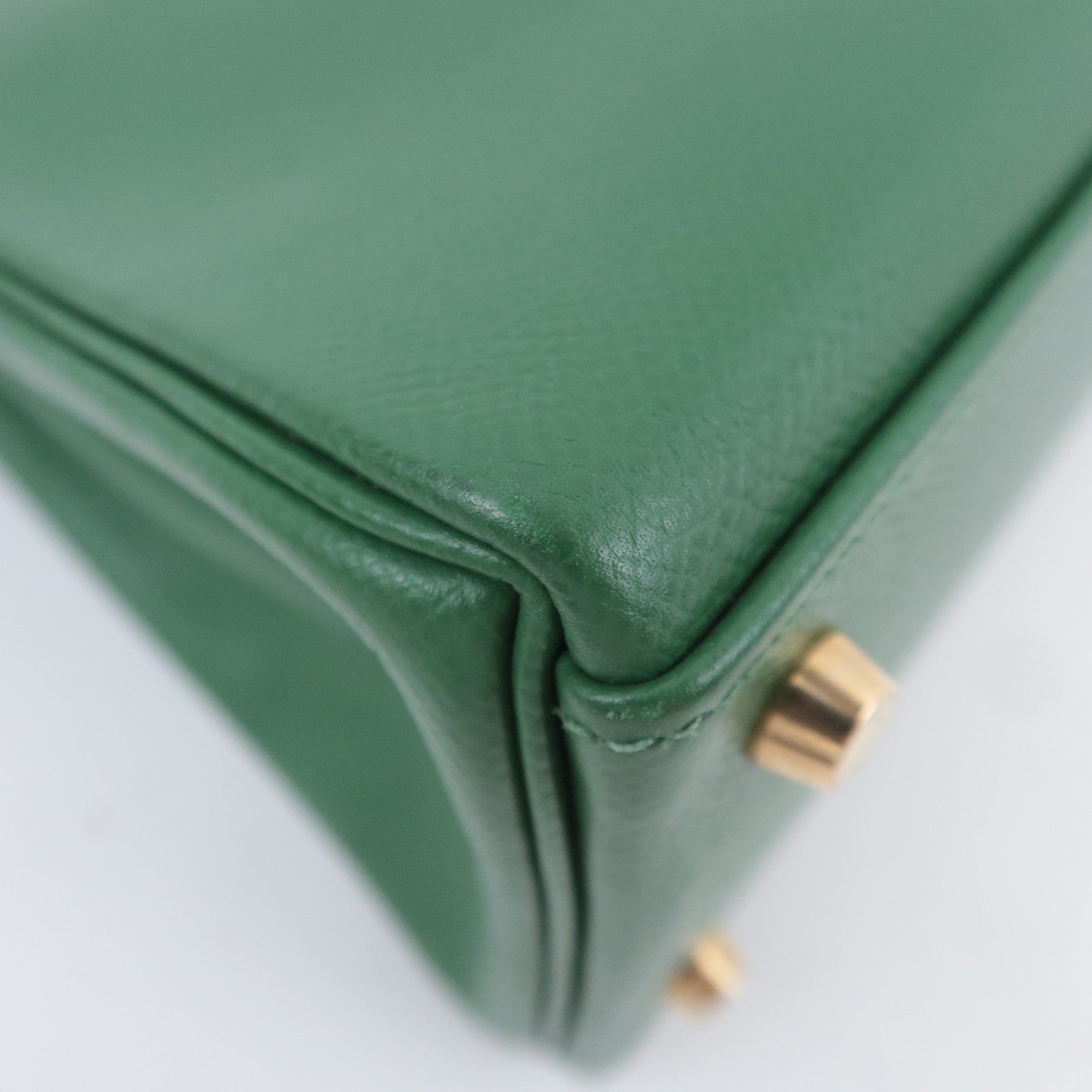 HERMES Kelly 32 □D Stamp (2000) Courchevel Green