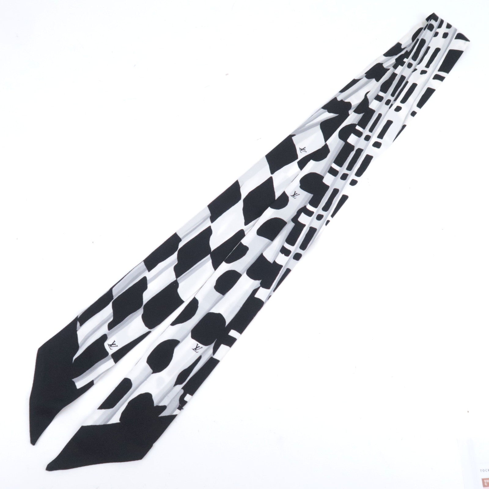 Louis Vuitton Bandeau Scarf 100% Silk Black White MP1834