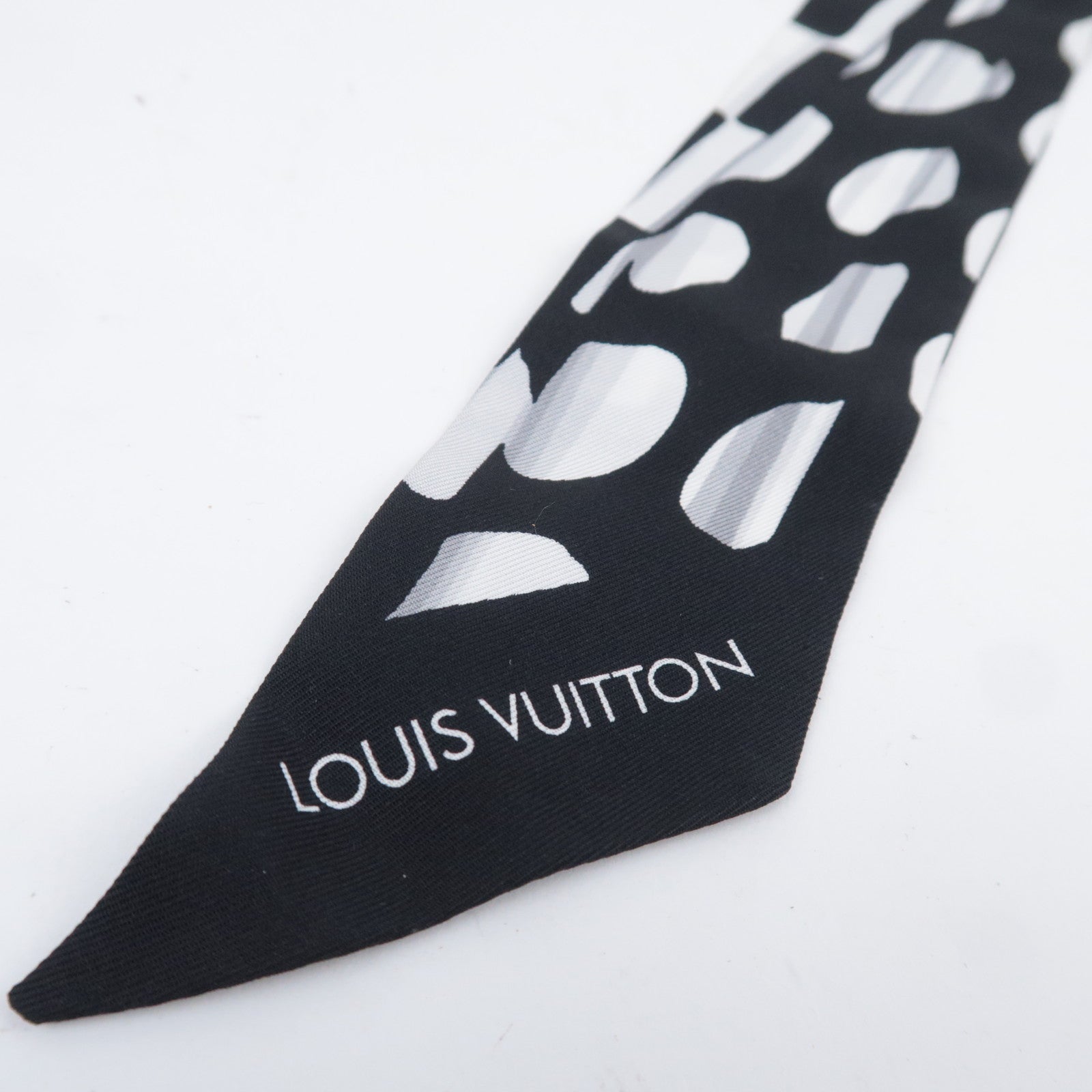 Louis Vuitton Bandeau Scarf 100% Silk Black White MP1834