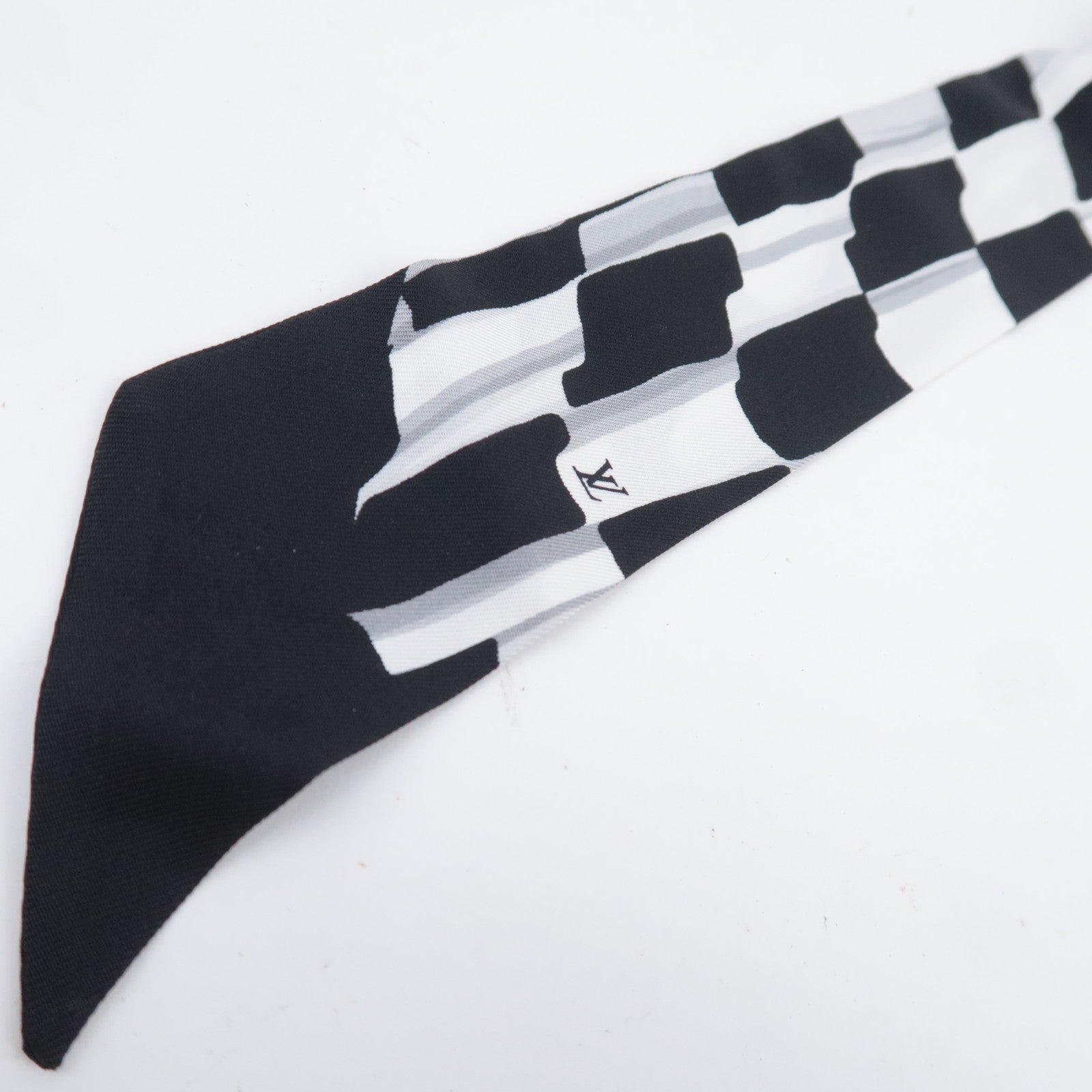 Louis Vuitton Bandeau Scarf 100% Silk Black White MP1834