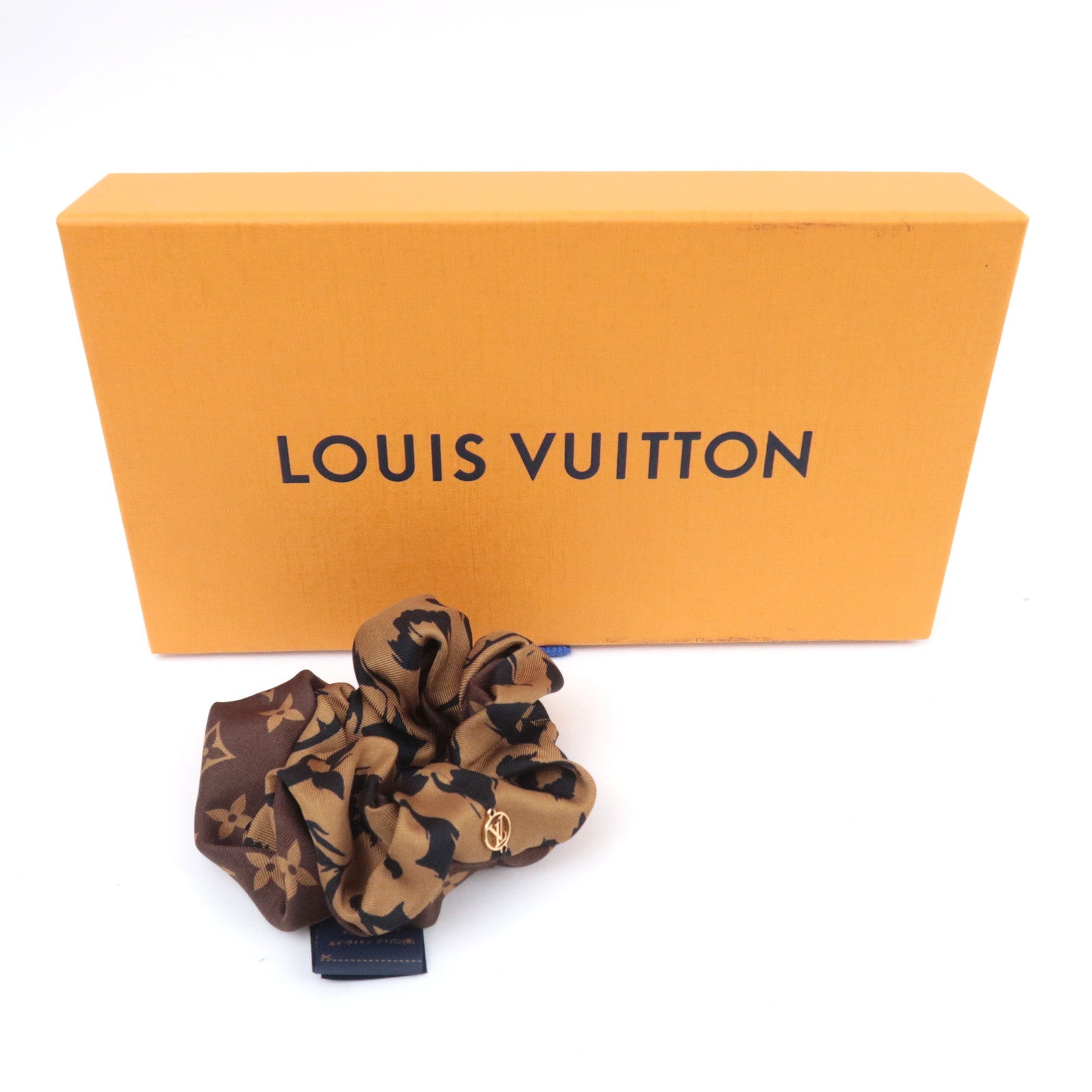 Louis Vuitton LV Safari Scrunchie Hair tie 100% Silk Brown M98164