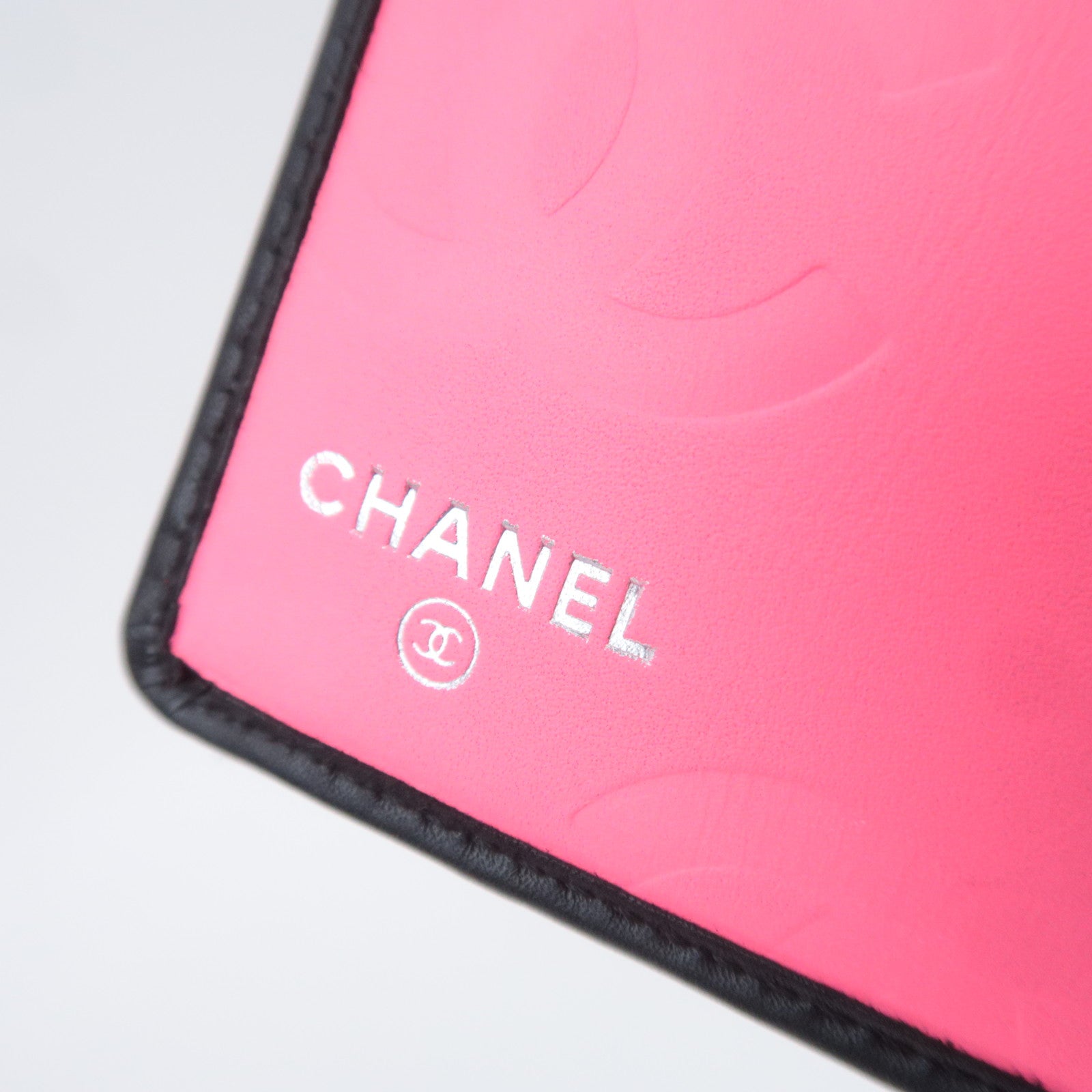 CHANEL Cambon Line Long Wallet Lambskin Black White