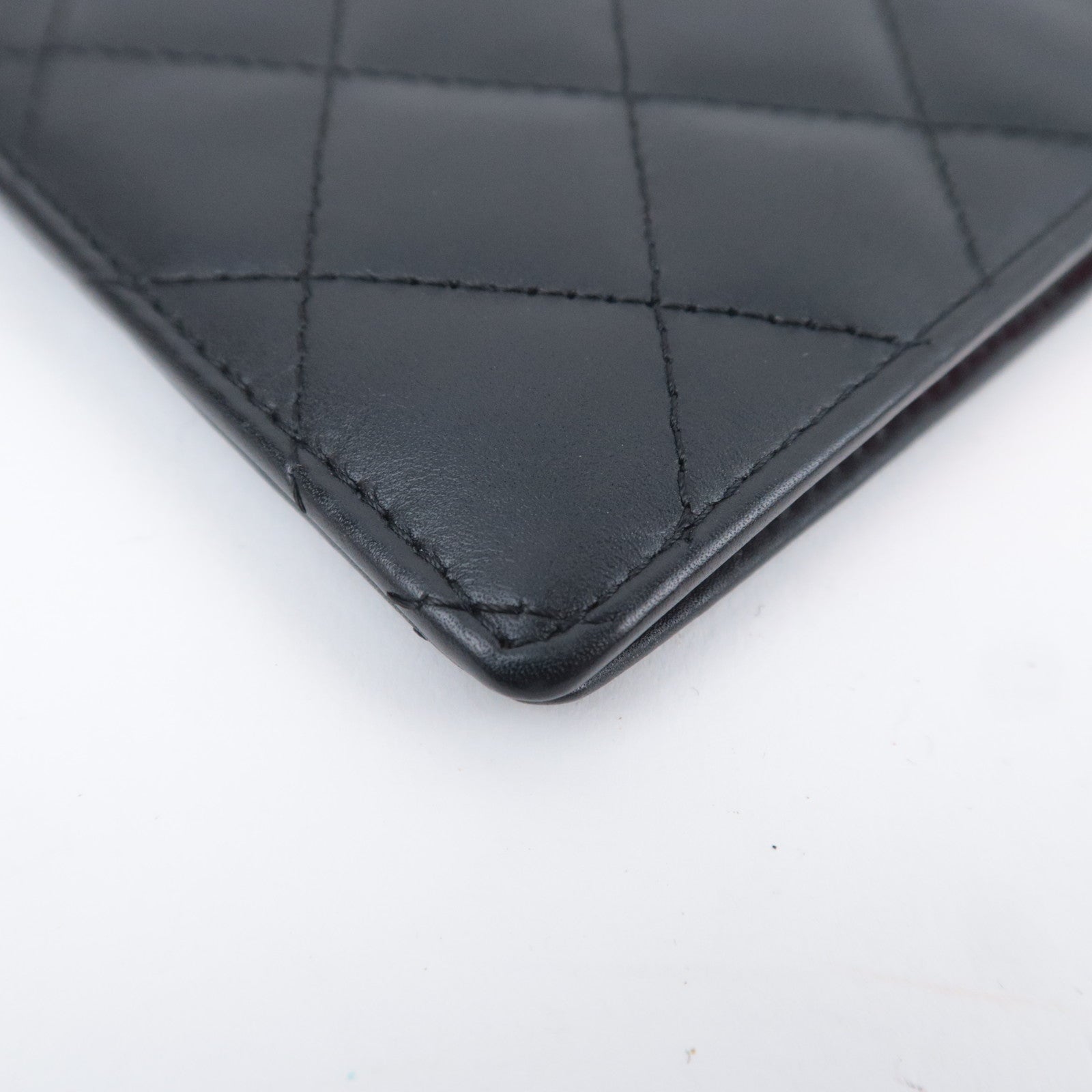 CHANEL Cambon Line Long Wallet Lambskin Black White