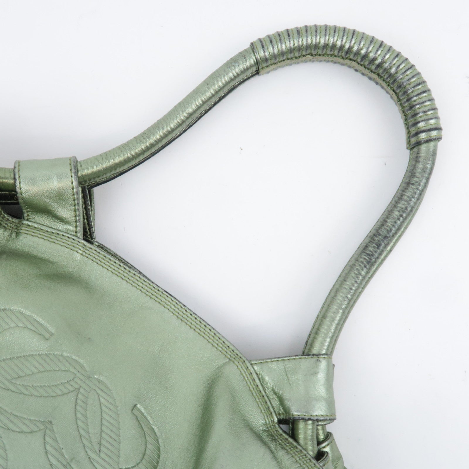 LOEWE Nappa Aire Leather Shoulder Bag Metallic Green