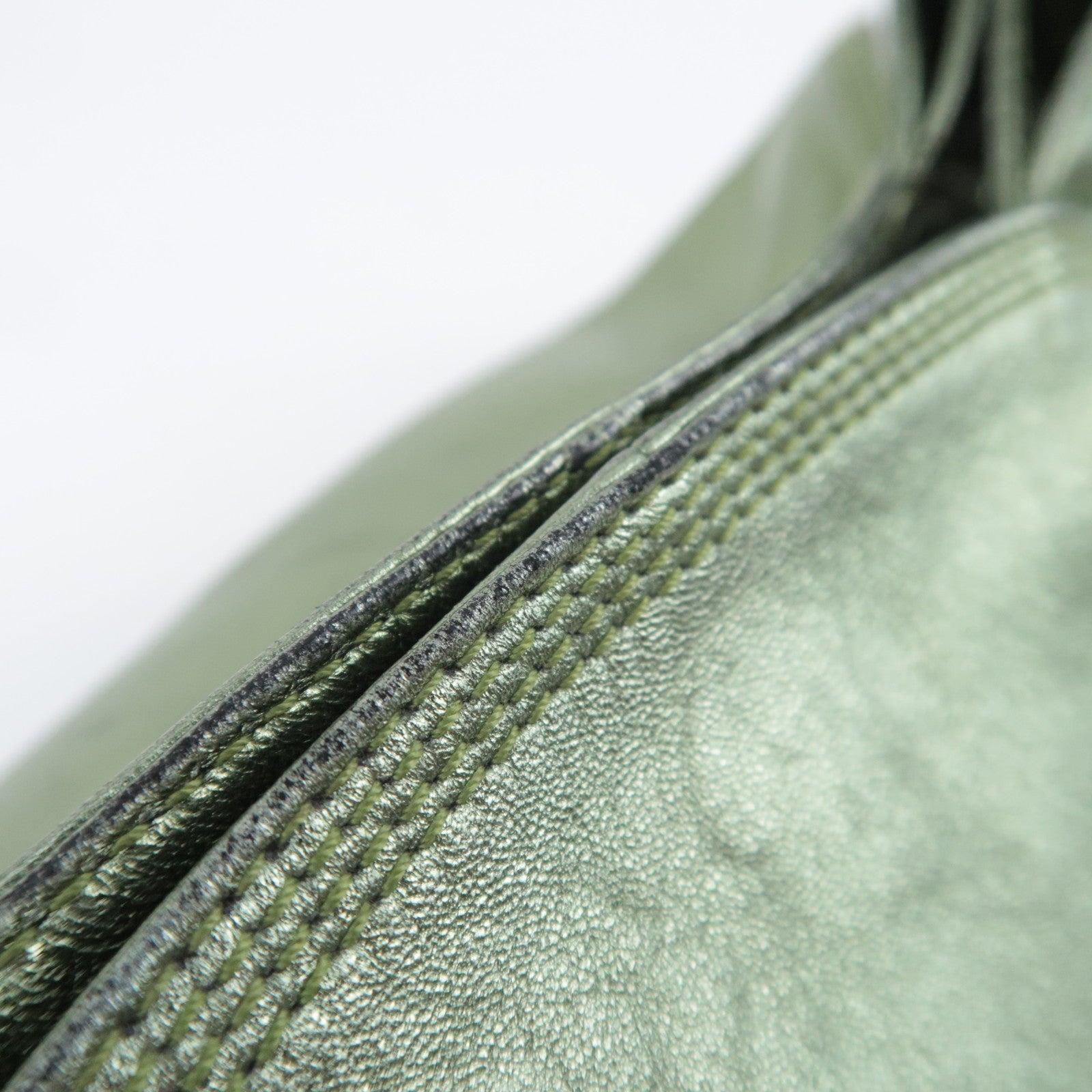 LOEWE Nappa Aire Leather Shoulder Bag Metallic Green