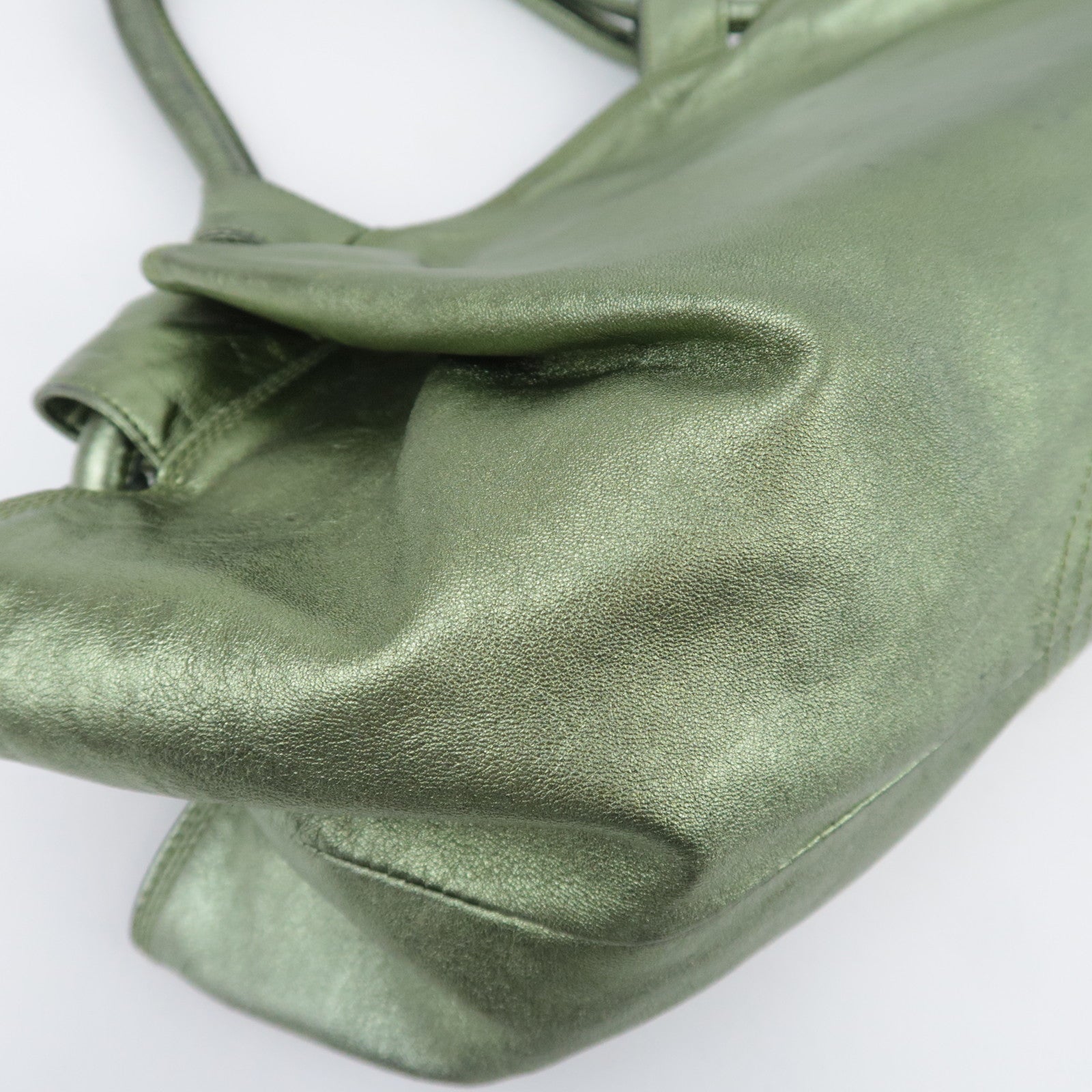 LOEWE Nappa Aire Leather Shoulder Bag Metallic Green