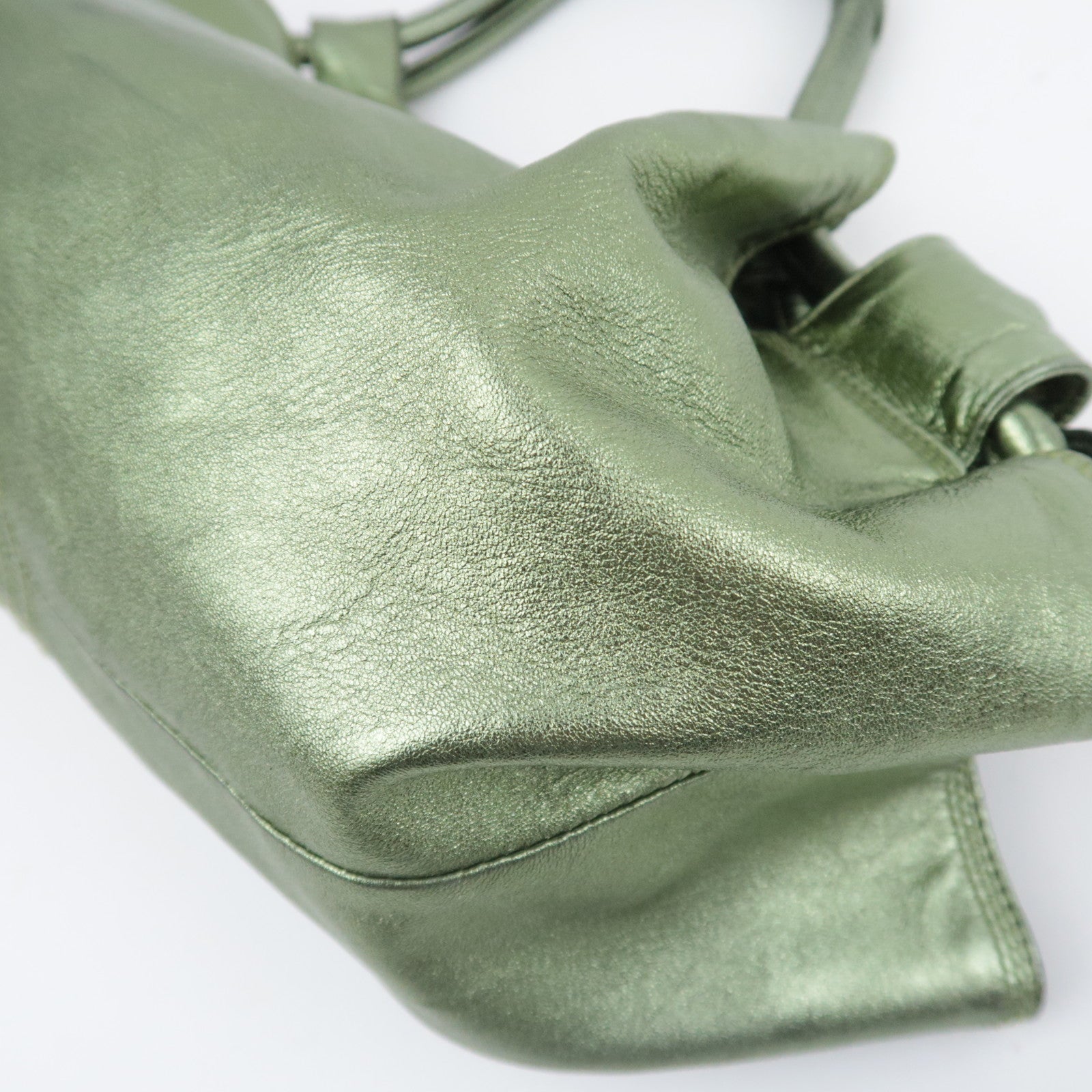 LOEWE Nappa Aire Leather Shoulder Bag Metallic Green