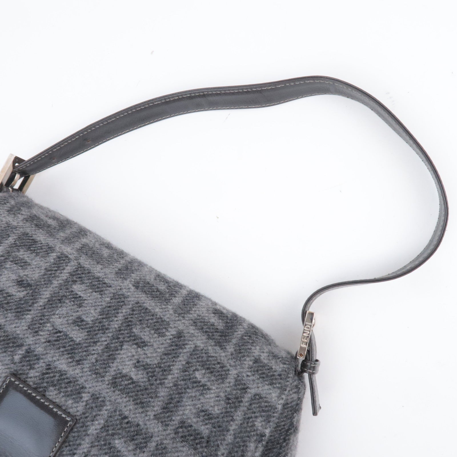 FENDI Zucca Mamma Baguette Cashmere Shoulder Bag Gray