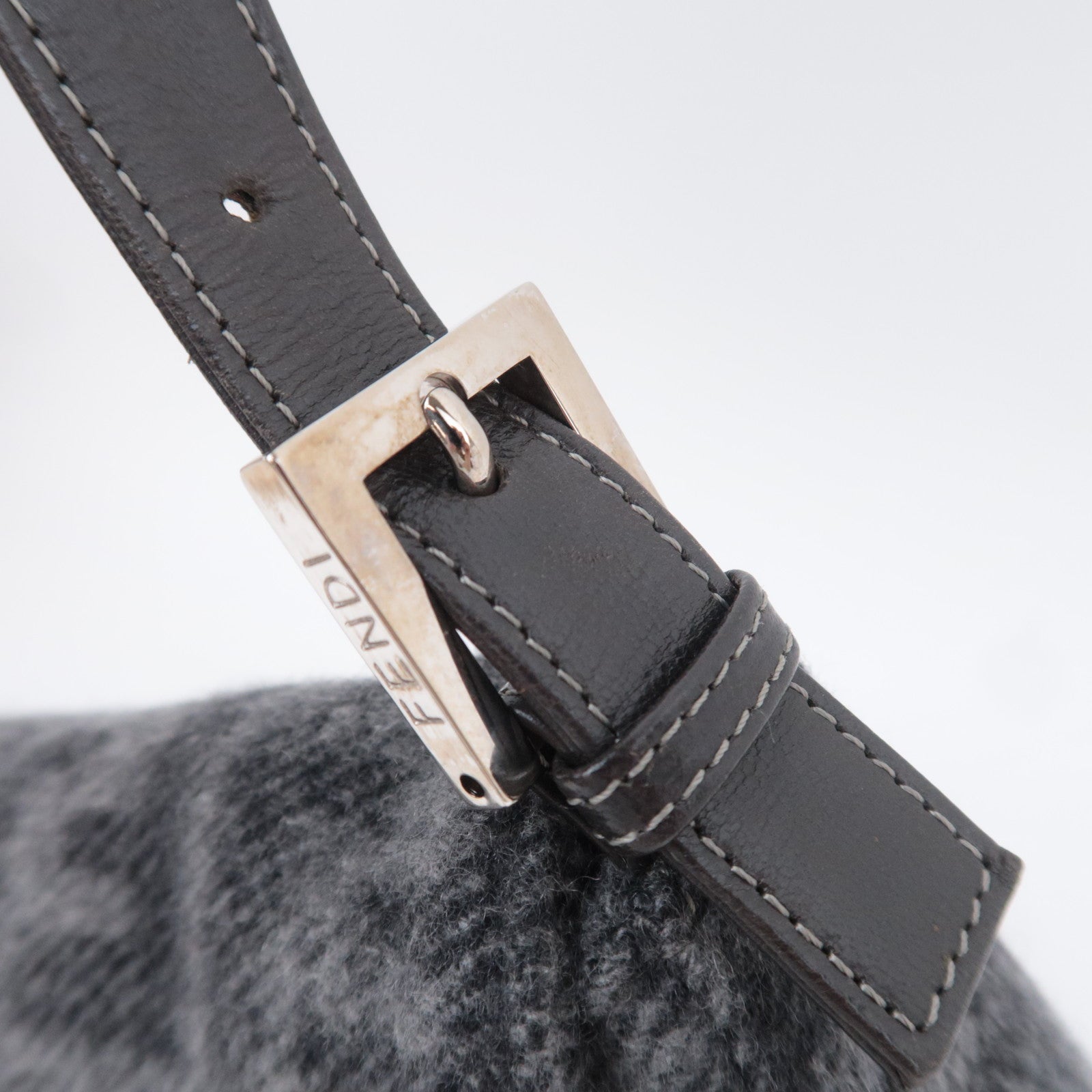 FENDI Zucca Mamma Baguette Cashmere Shoulder Bag Gray