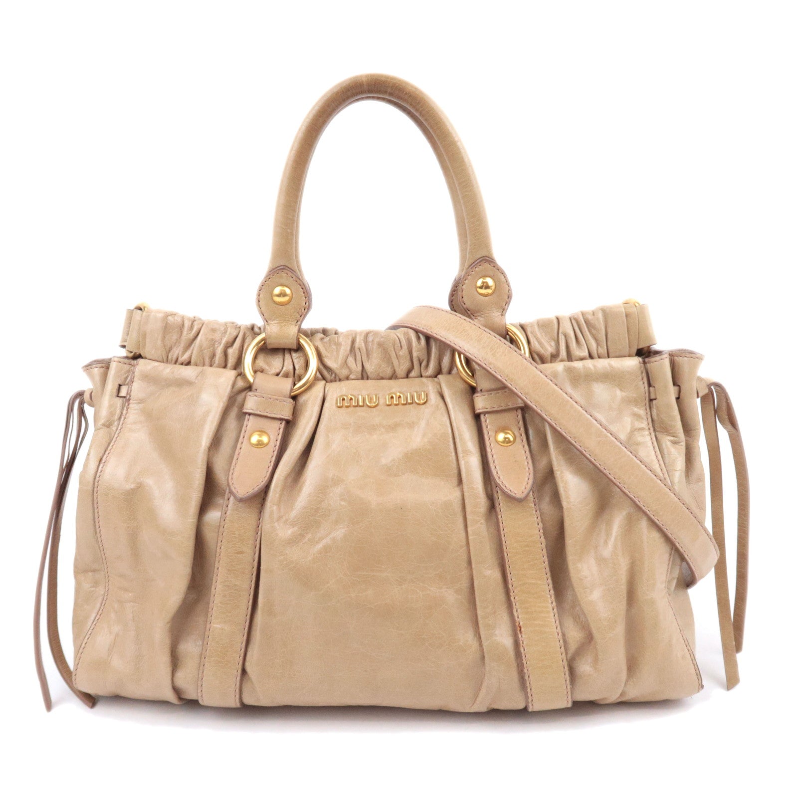 MIU MIU 2Way Leather Handbag Beige91684