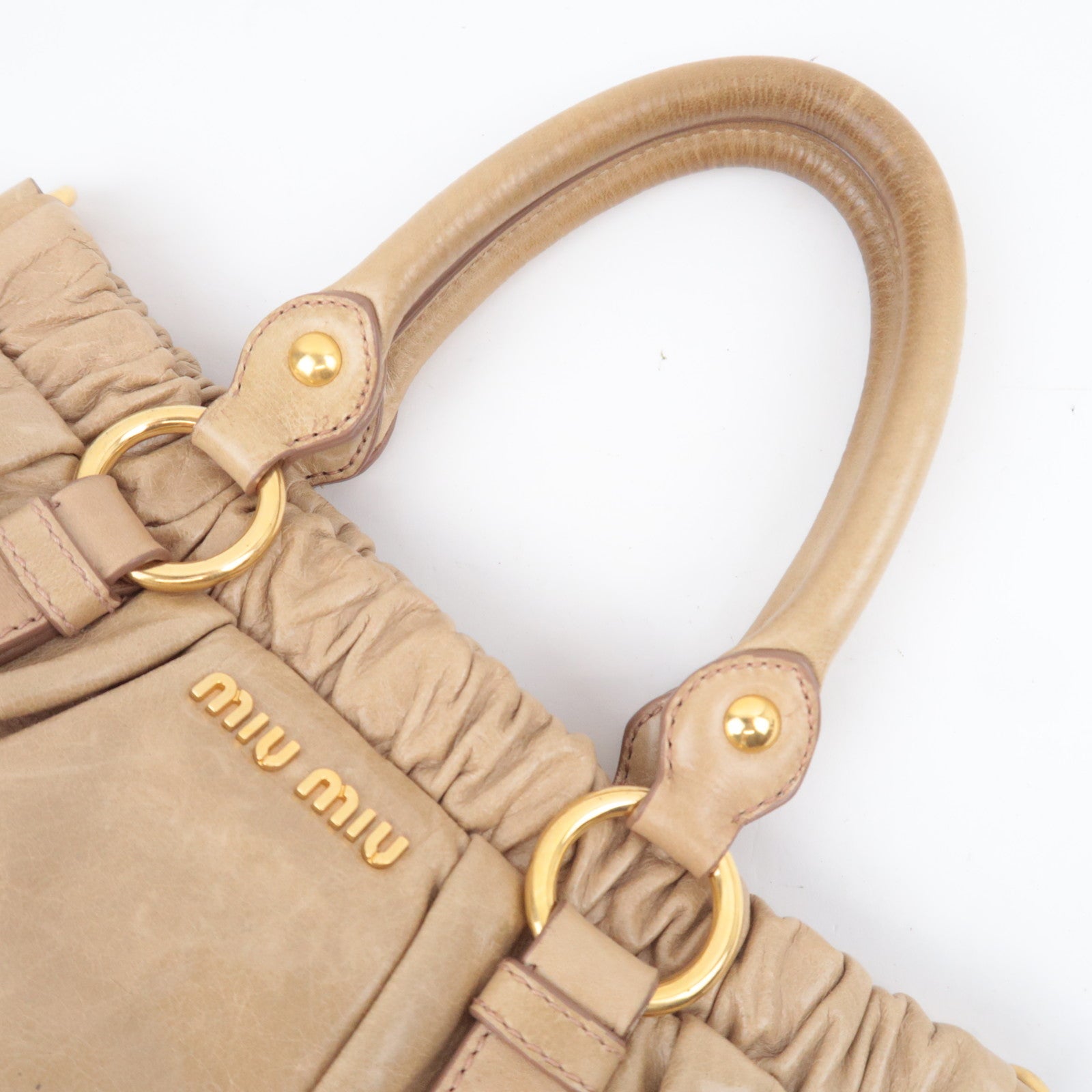 MIU MIU 2Way Leather Handbag Beige