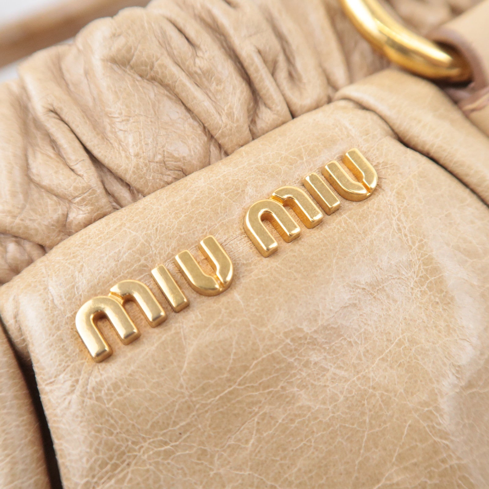 MIU MIU 2Way Leather Handbag Beige