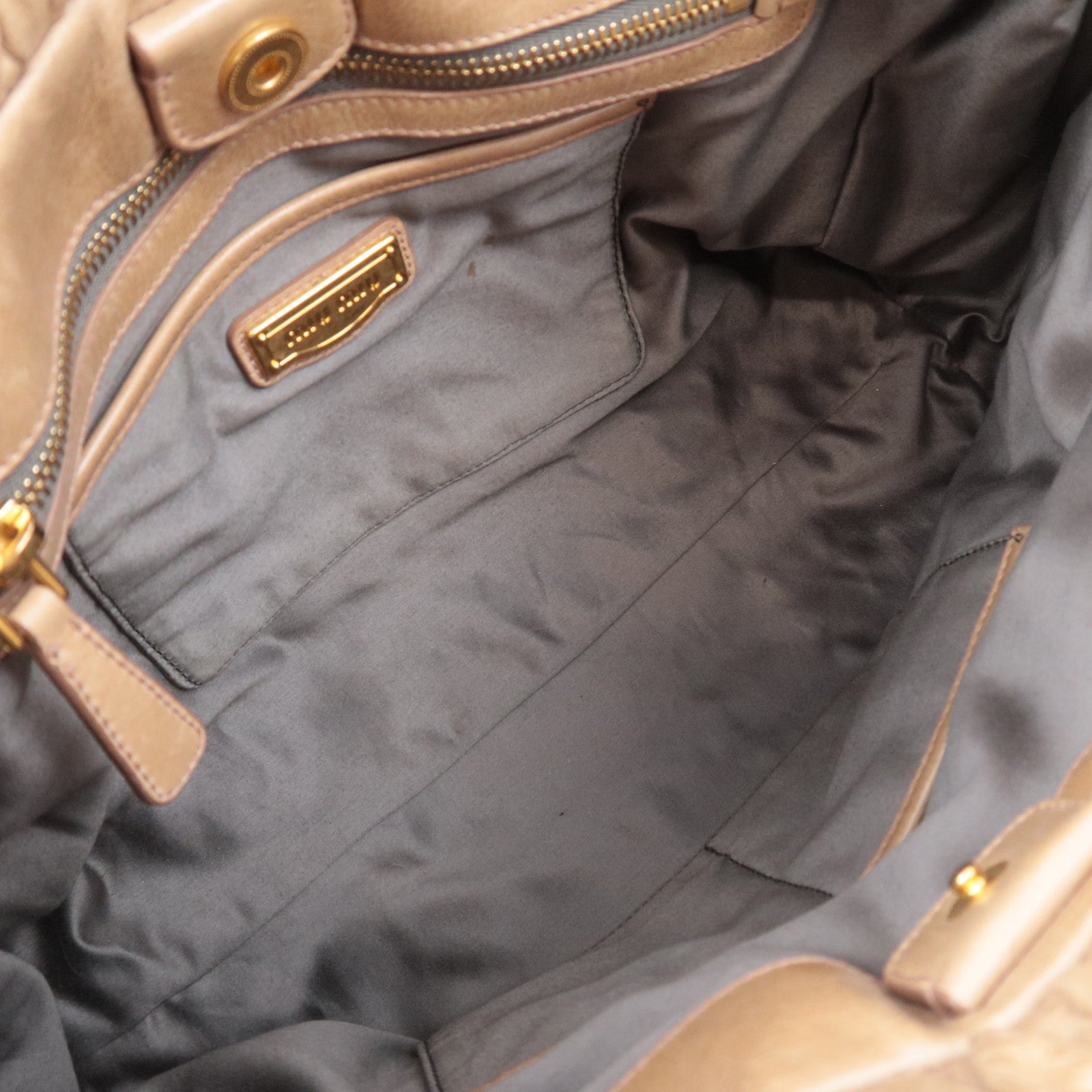 MIU MIU 2Way Leather Handbag Beige