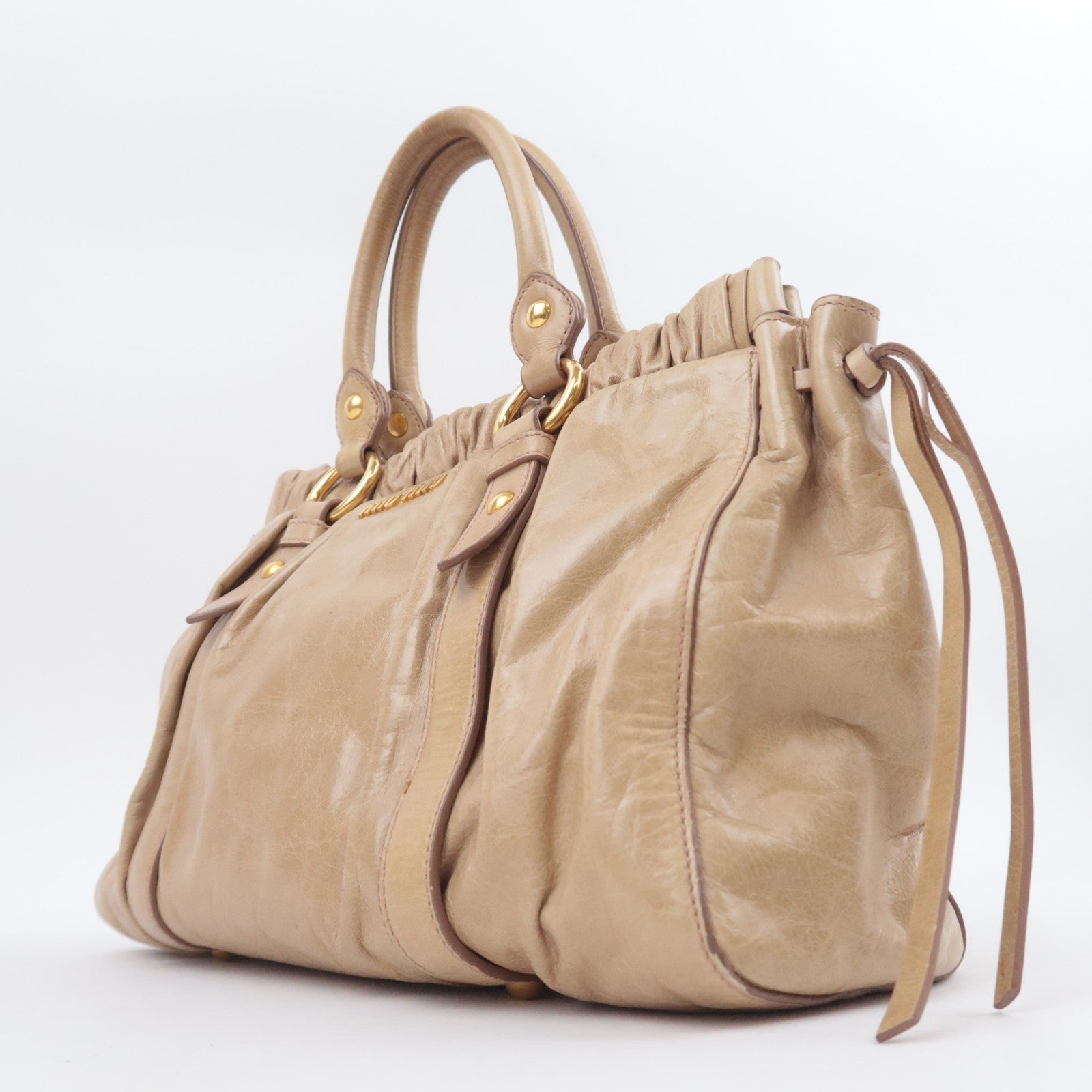 MIU MIU 2Way Leather Handbag Beige