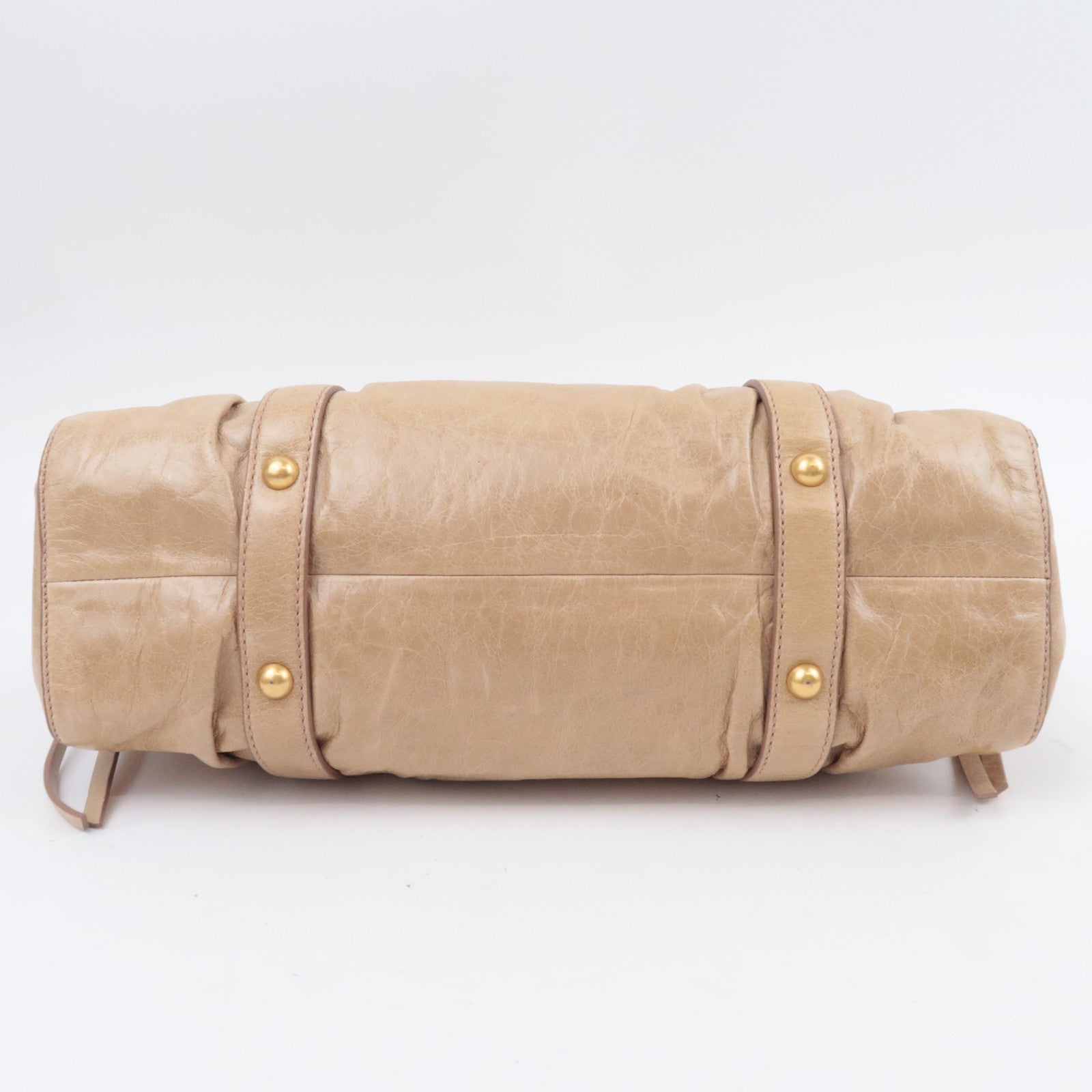 MIU MIU 2Way Leather Handbag Beige