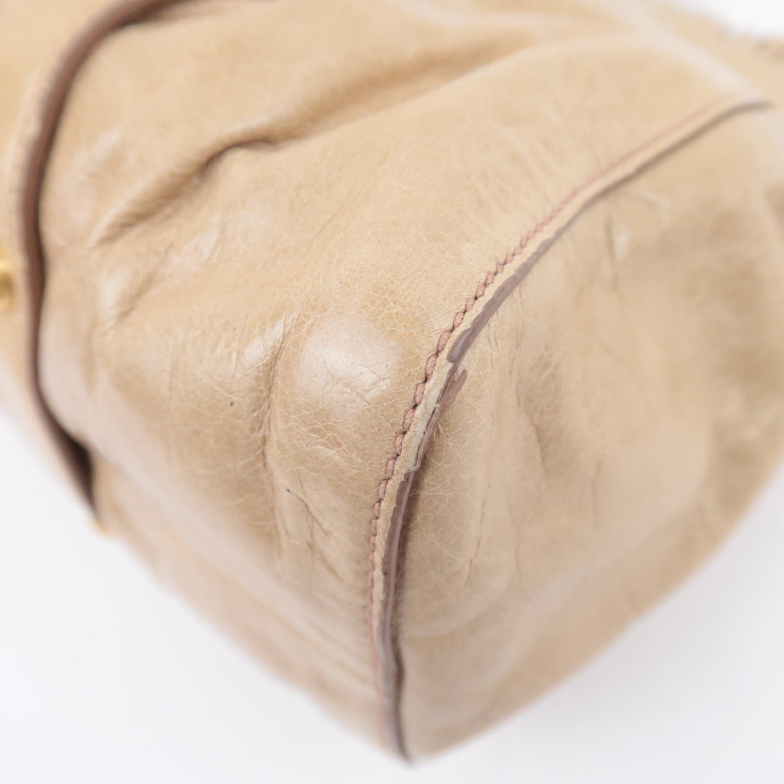 MIU MIU 2Way Leather Handbag Beige