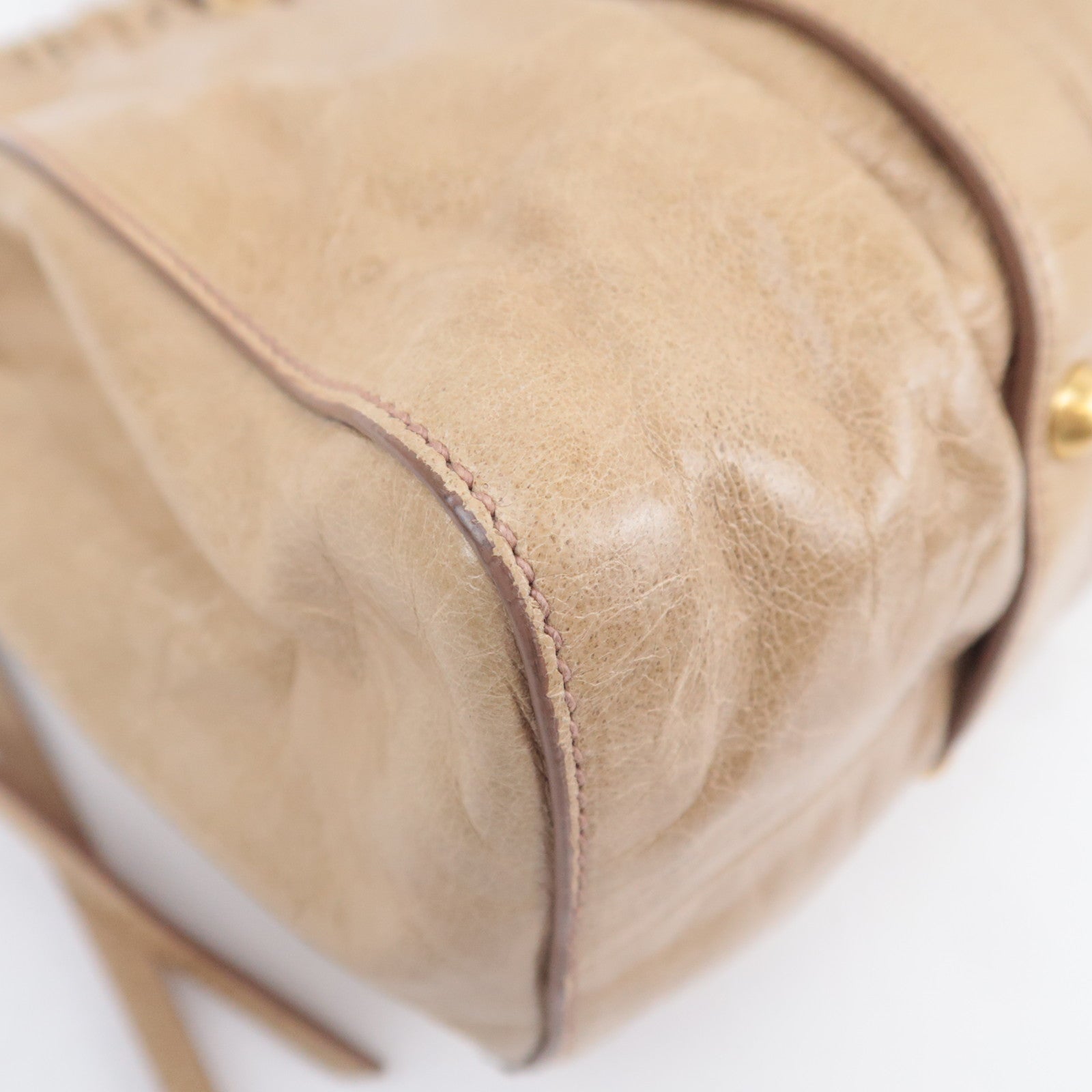 MIU MIU 2Way Leather Handbag Beige