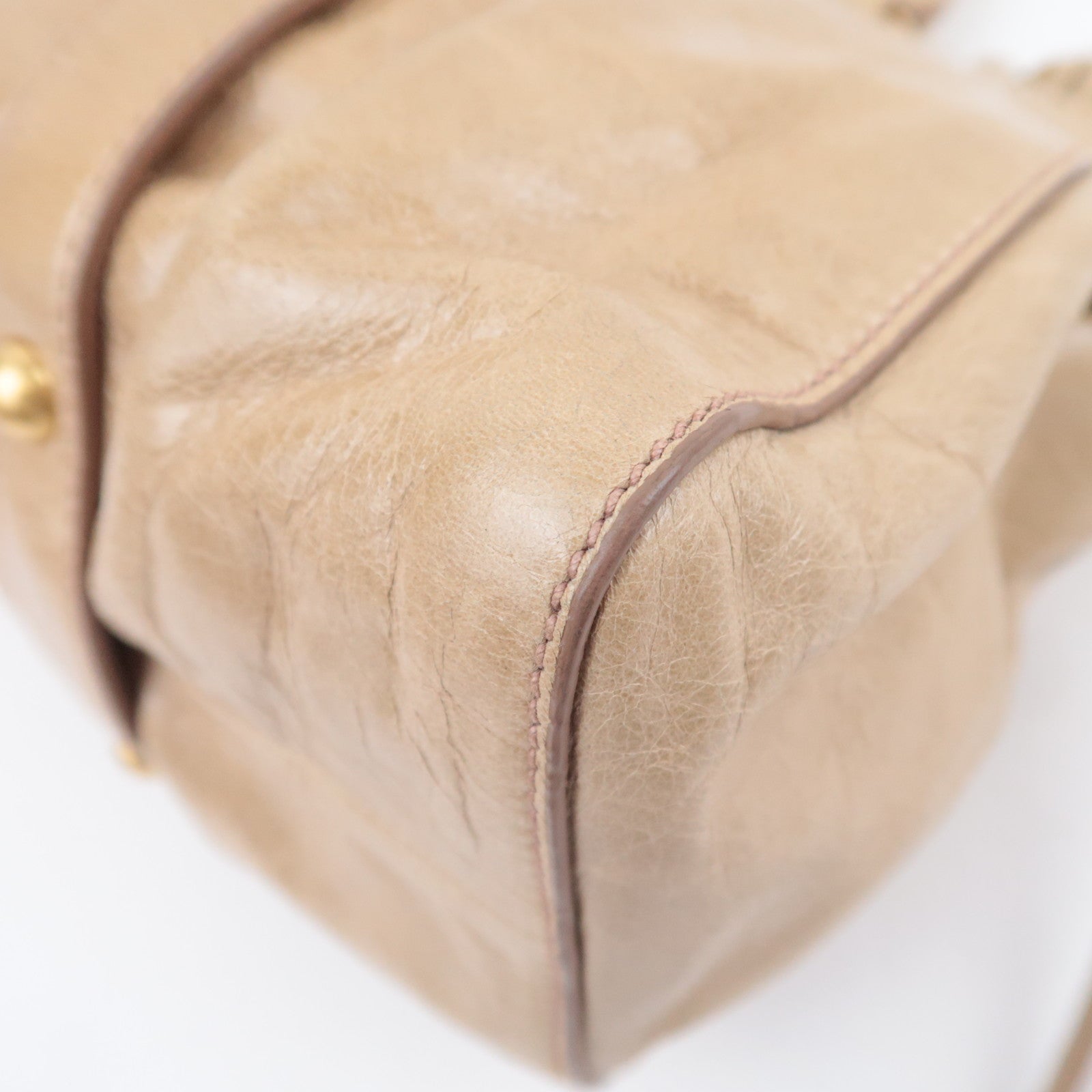 MIU MIU 2Way Leather Handbag Beige