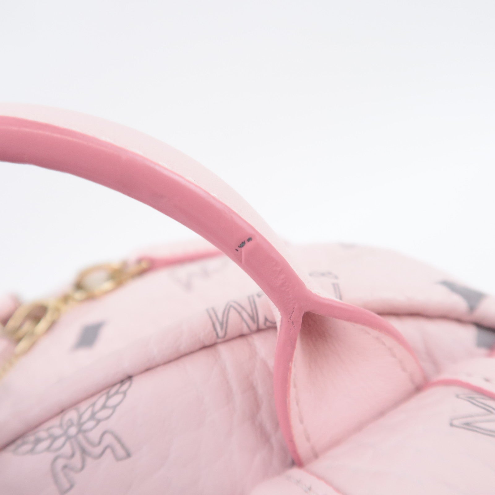 MCM Visetos Studs Leather Backpack Pink