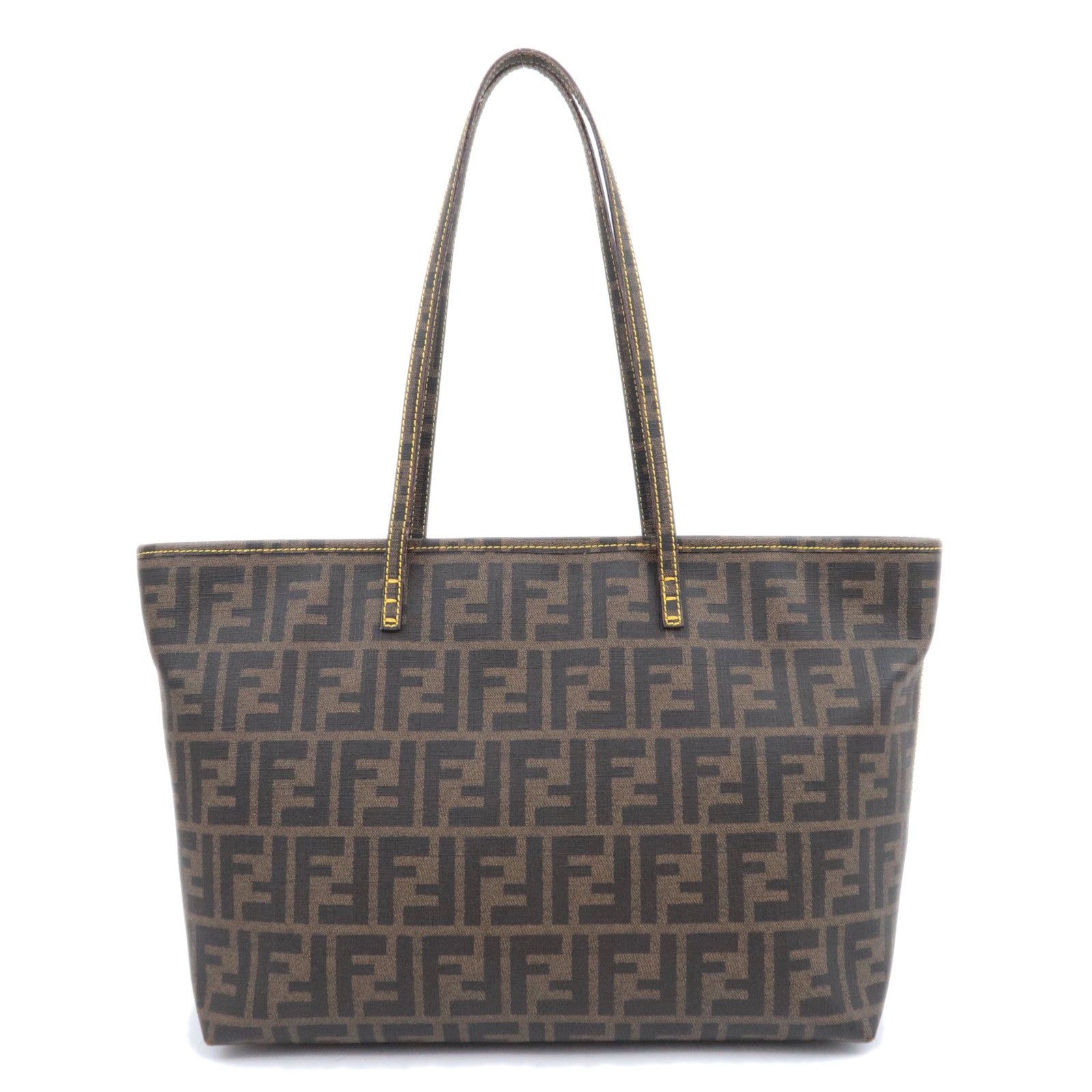 FENDI Zucca PVC Tote Bag Brown Black Yellow 8BH19891688
