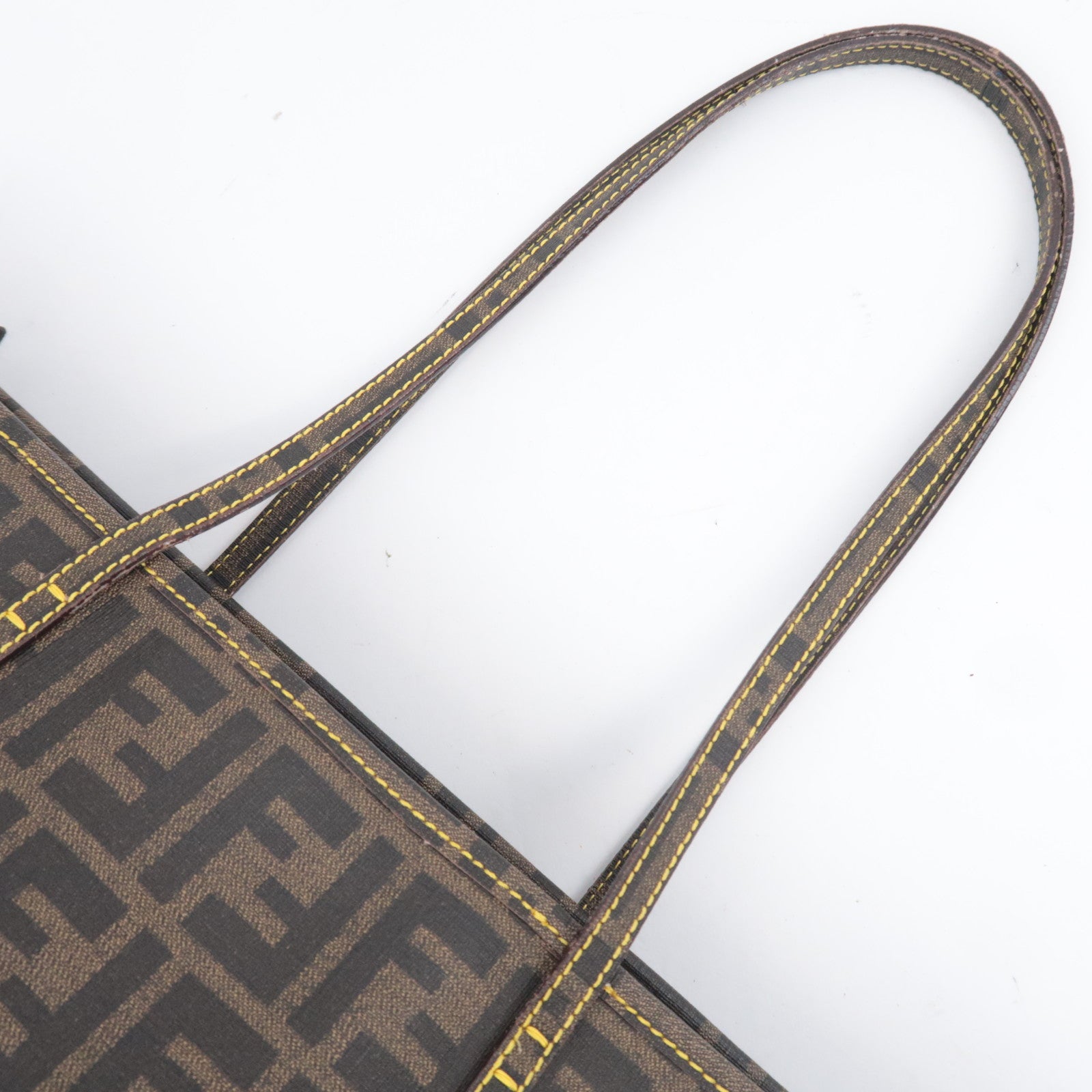 FENDI Zucca PVC Tote Bag Brown Black Yellow 8BH198