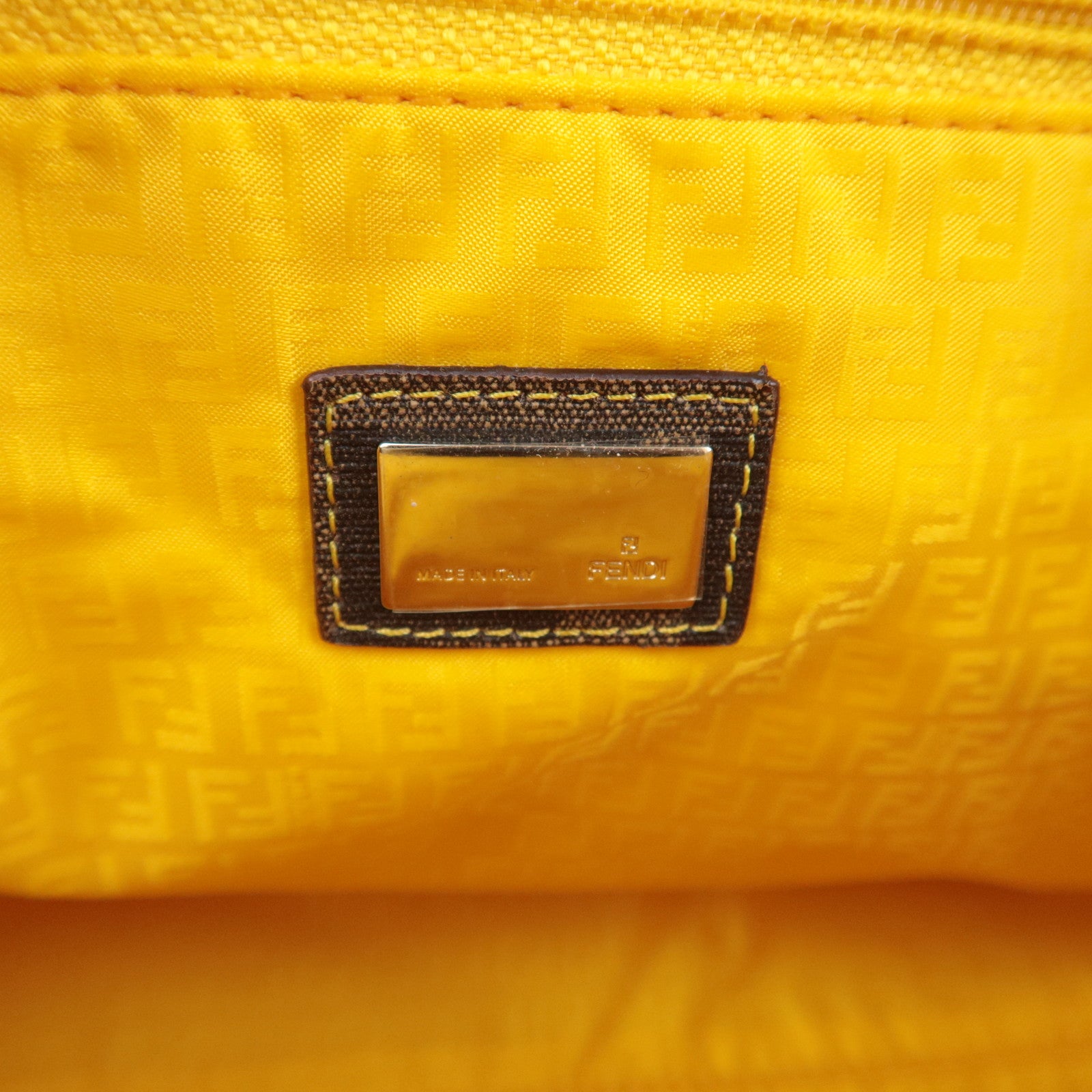 FENDI Zucca PVC Tote Bag Brown Black Yellow 8BH198