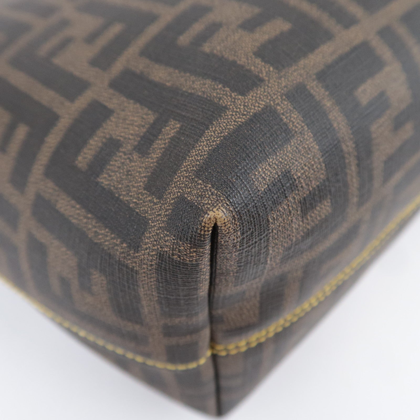 FENDI Zucca PVC Tote Bag Brown Black Yellow 8BH198