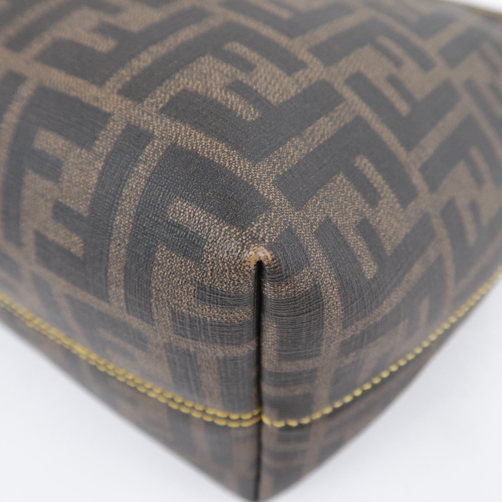 FENDI Zucca PVC Tote Bag Brown Black Yellow 8BH198