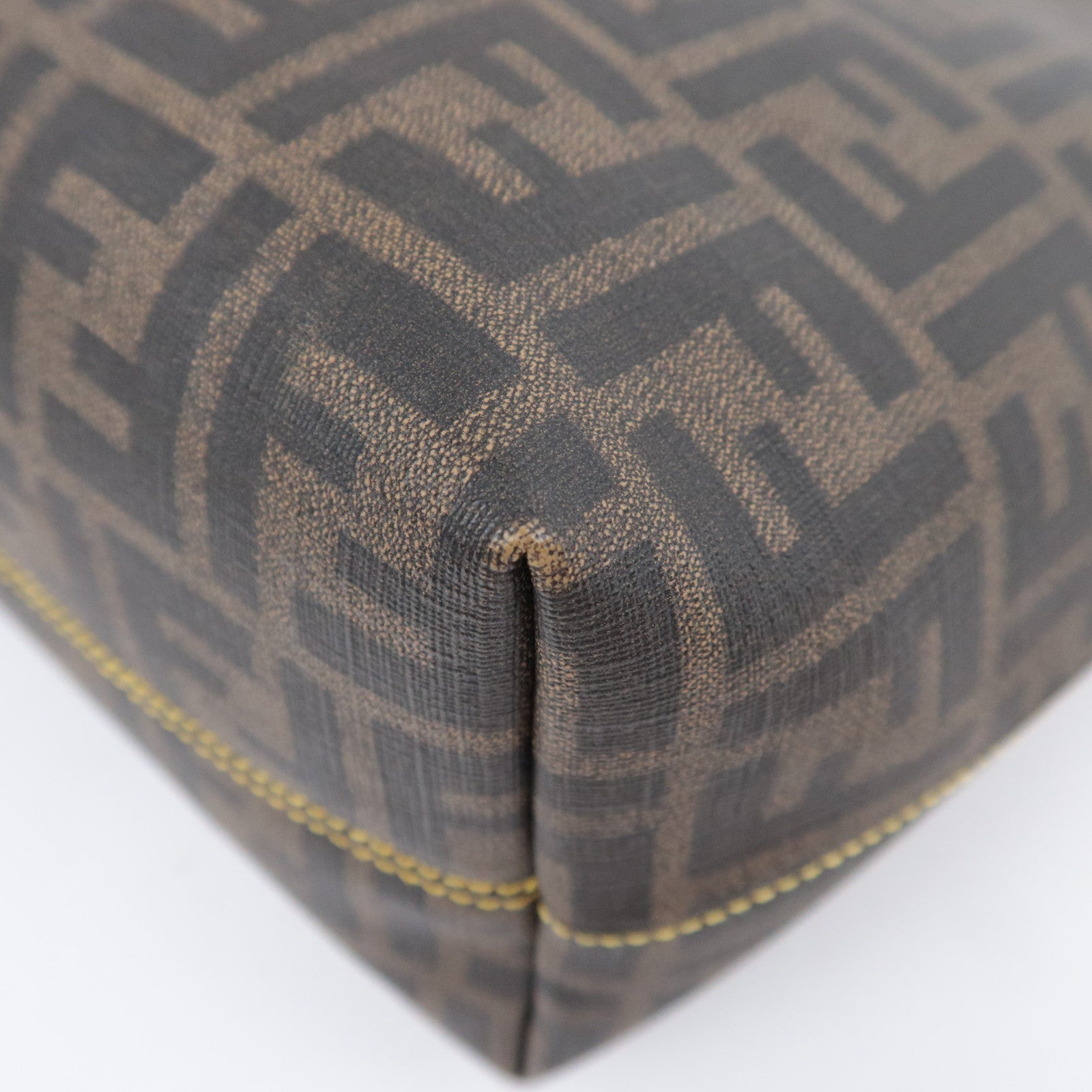 FENDI Zucca PVC Tote Bag Brown Black Yellow 8BH198