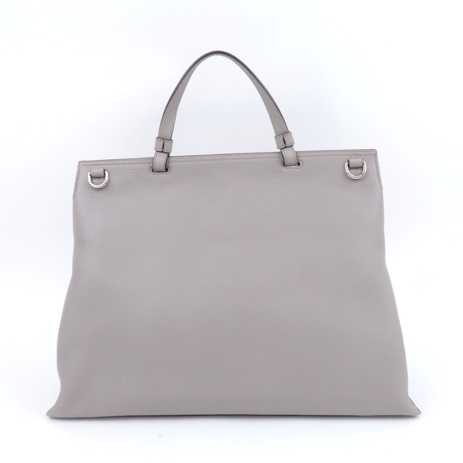 GUCCI Bamboo Daily 2Way Leather Handbag Gray 370830