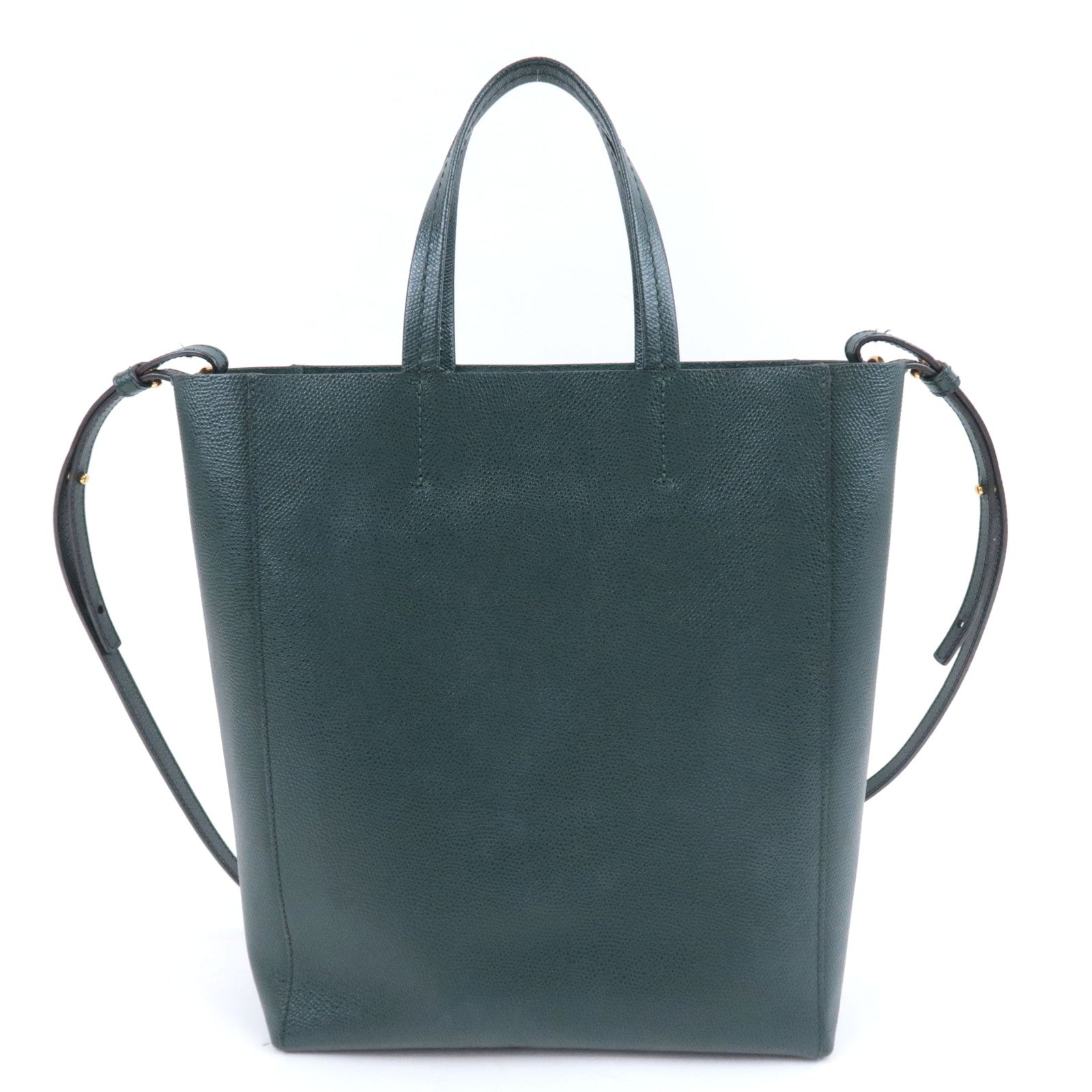 CELINE Vertical Cabas Small 2Way Leather Tote Bag Green 189813