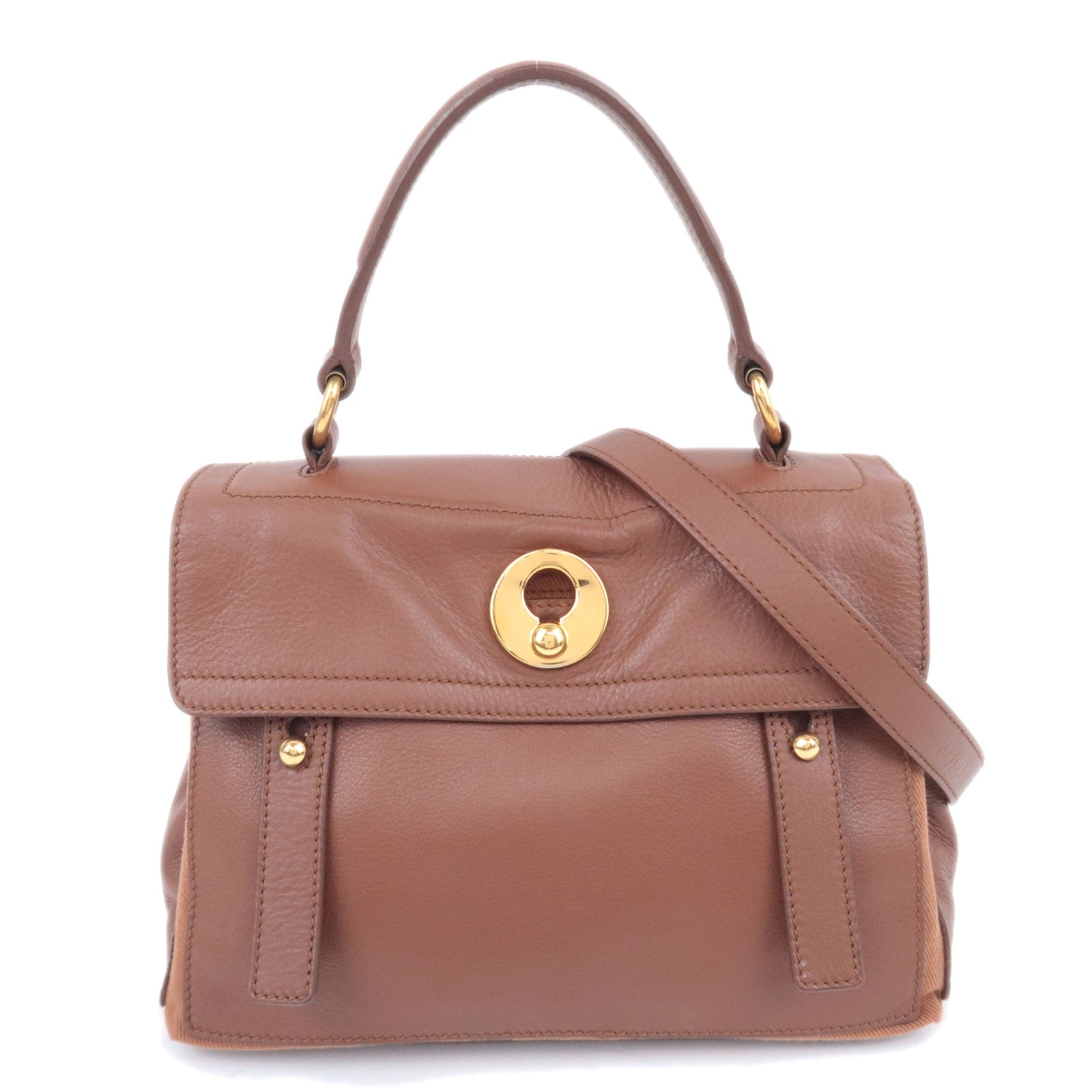SAINT LAURENT YSL Muse Two 2Way Handbag Brown 28376191696