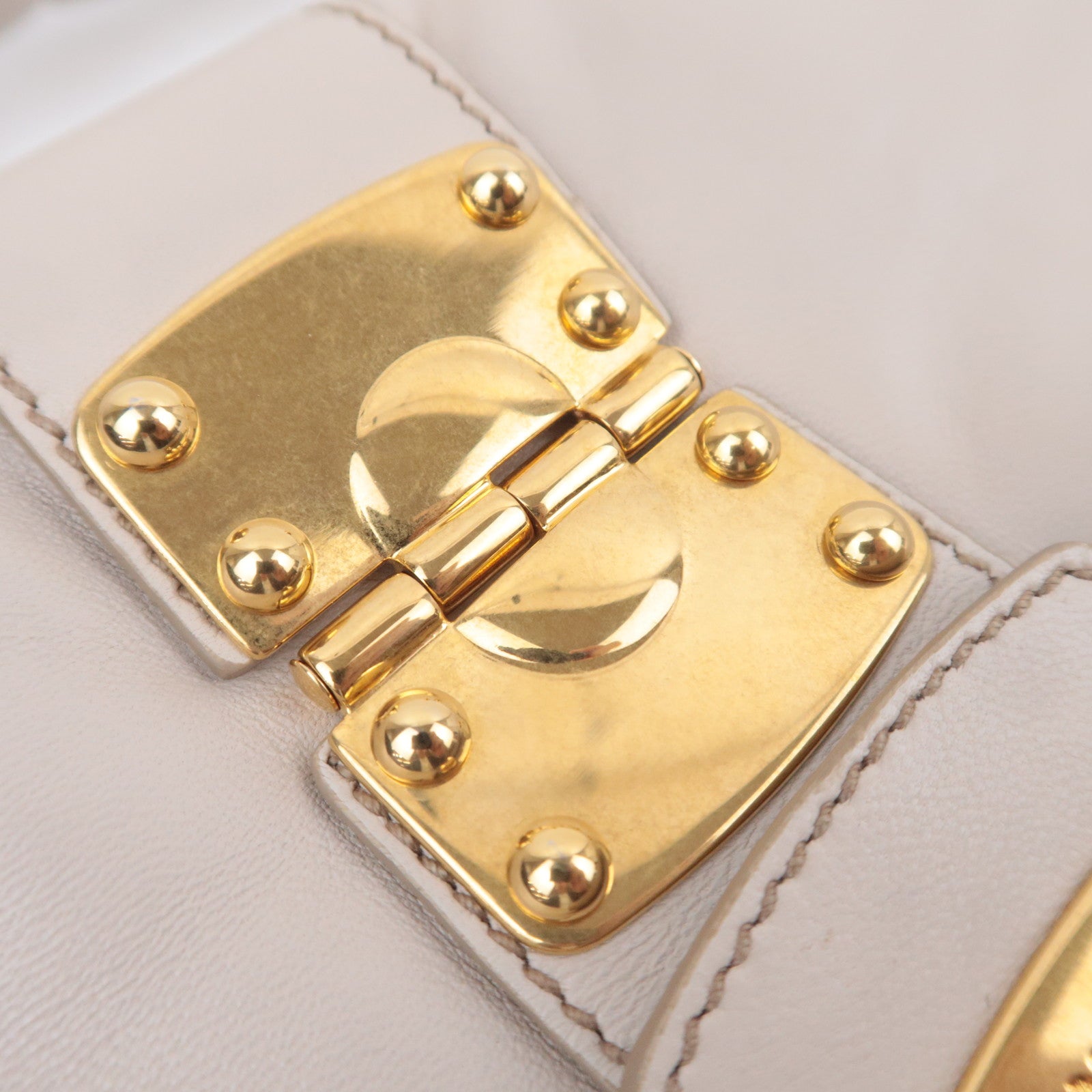 MIU MIU Matelasse 2Way Leather Shoulder Bag Greige