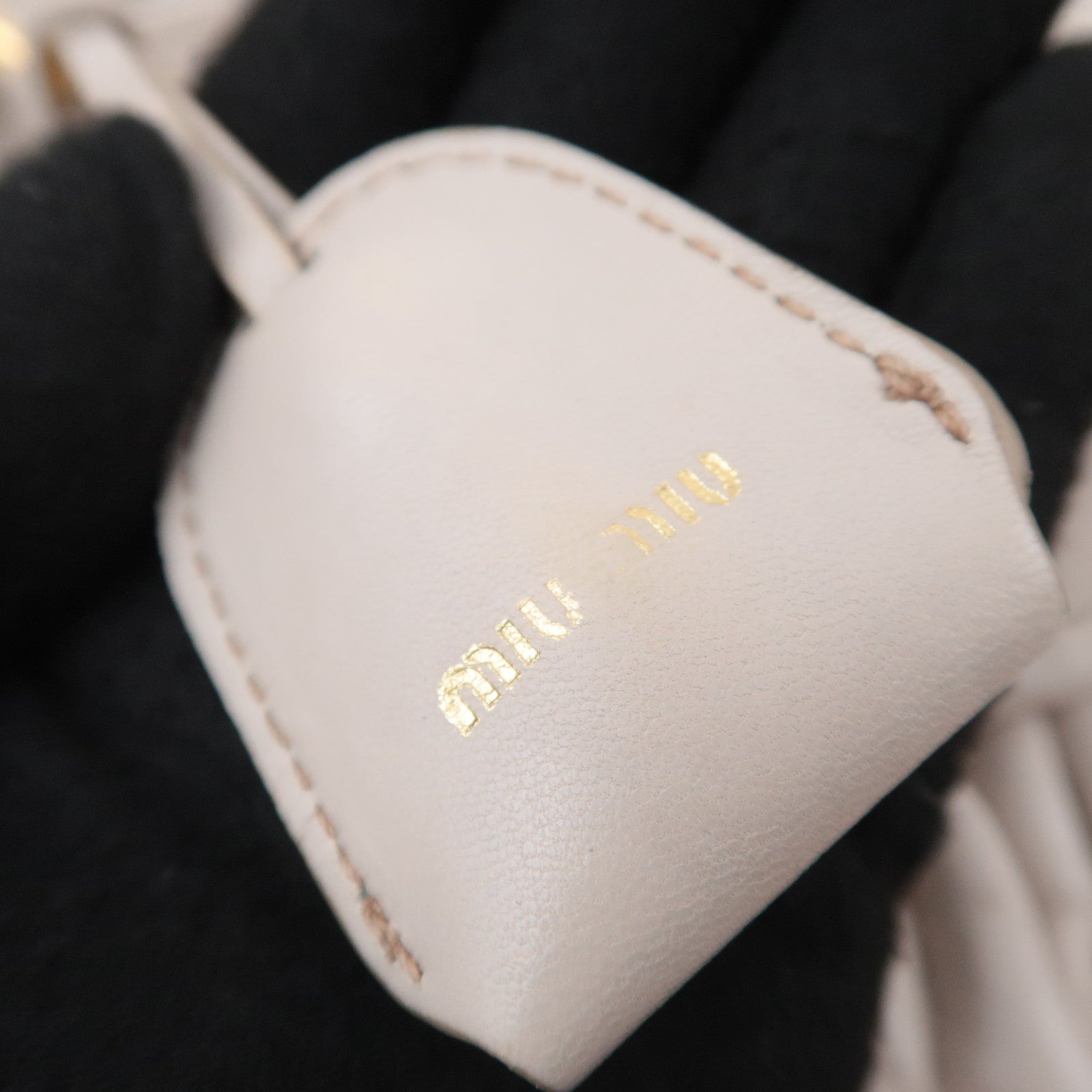 MIU MIU Matelasse 2Way Leather Shoulder Bag Greige