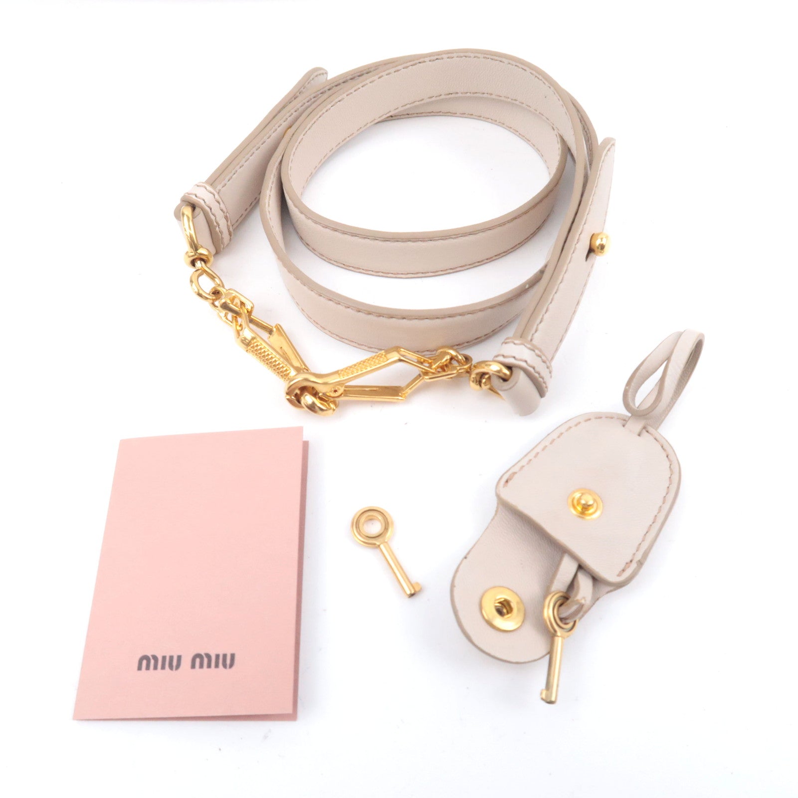 MIU MIU Matelasse 2Way Leather Shoulder Bag Greige