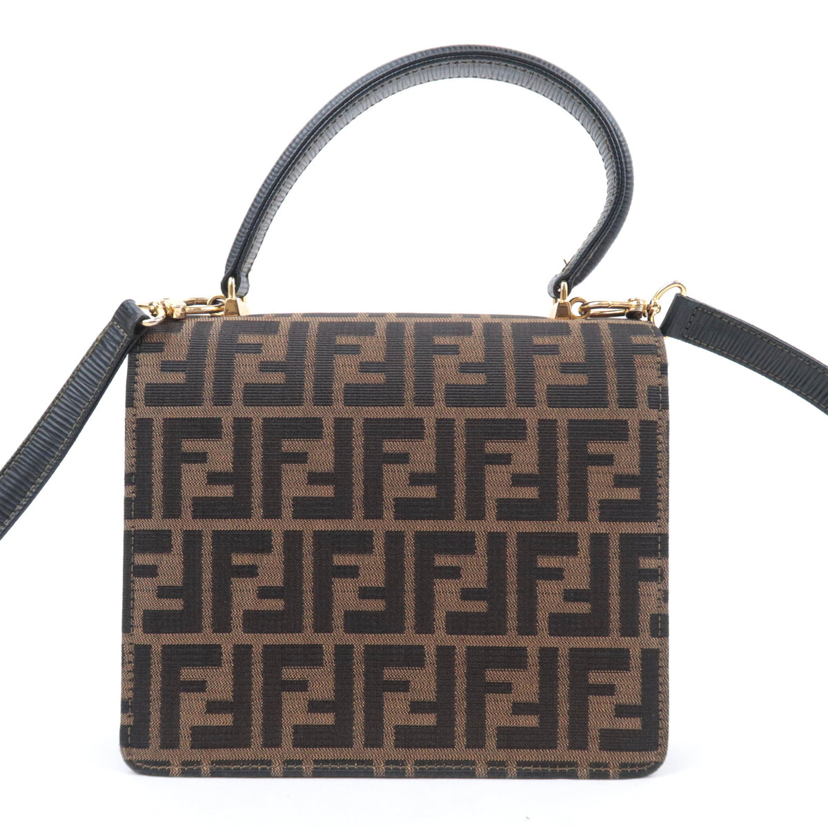 FENDI Zucca 2Way Canvas Handbag Brown Black