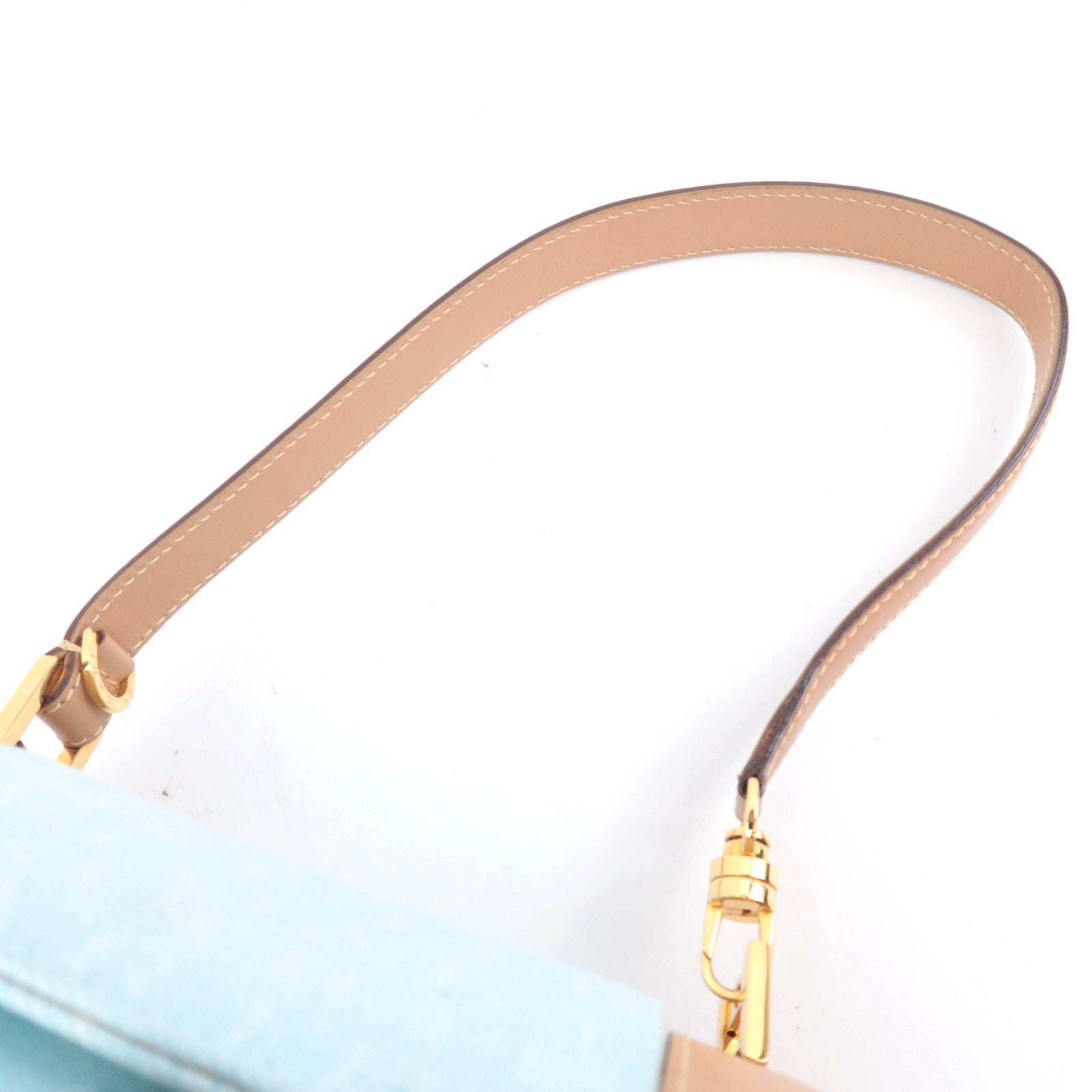 BVLGARI B-Zero1 Logo Mania Canvas Barrel Bag Light Blue