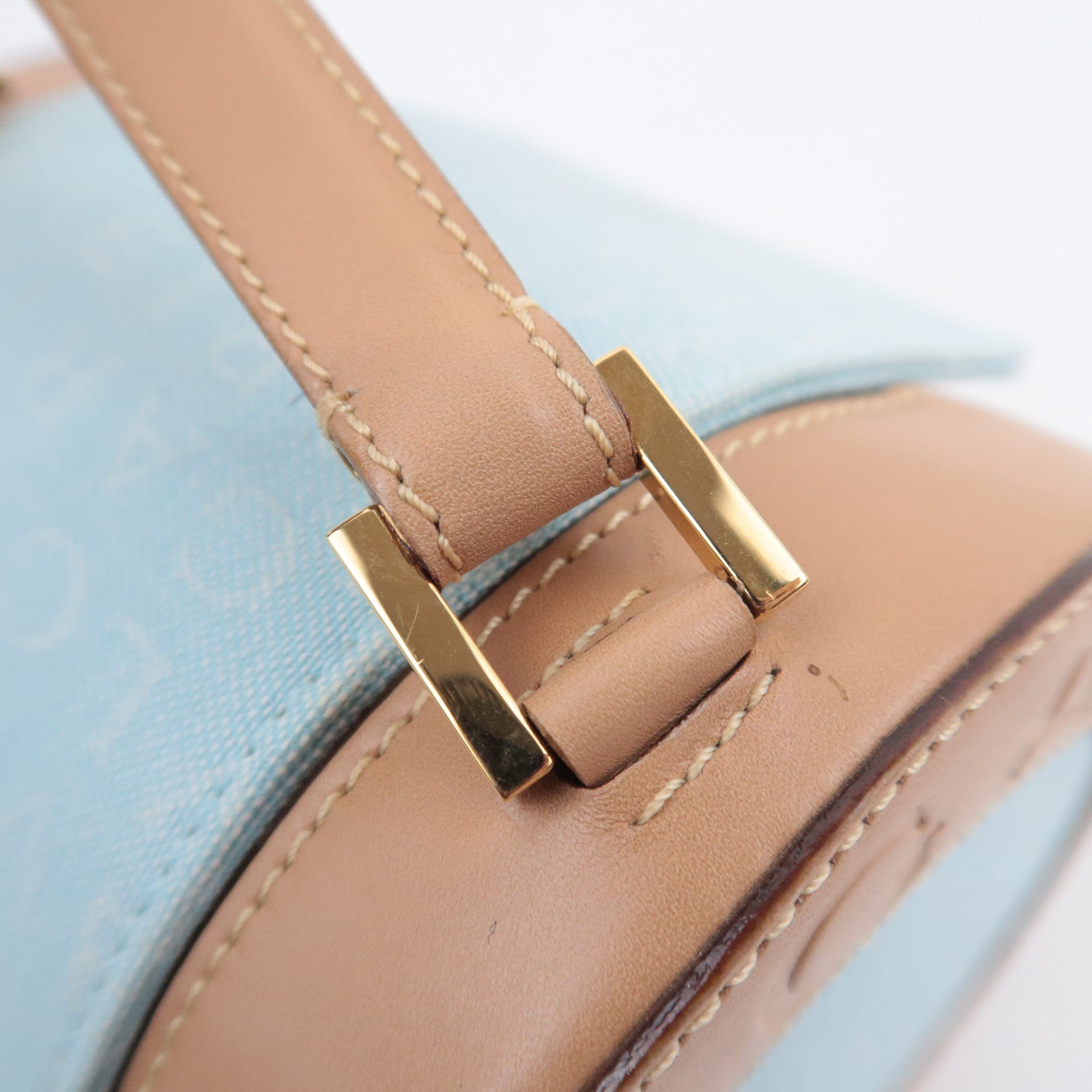 BVLGARI B-Zero1 Logo Mania Canvas Barrel Bag Light Blue