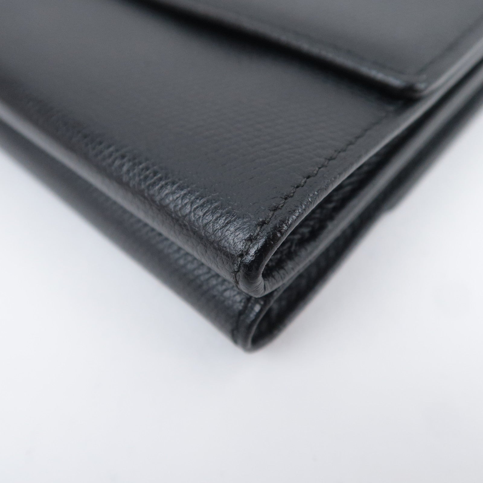 CHANEL Coco Button Leather Wallet Black