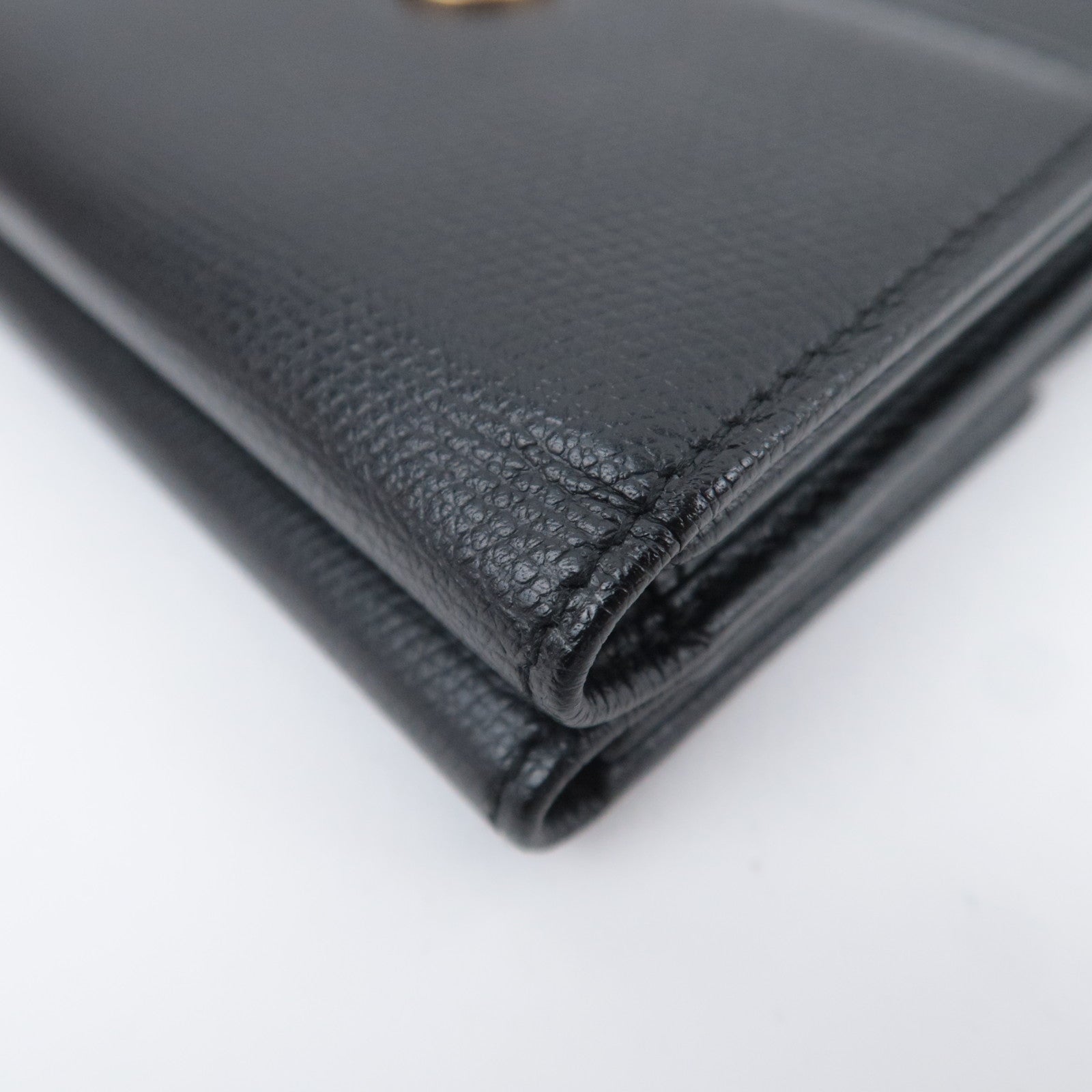 CHANEL Coco Button Leather Wallet Black