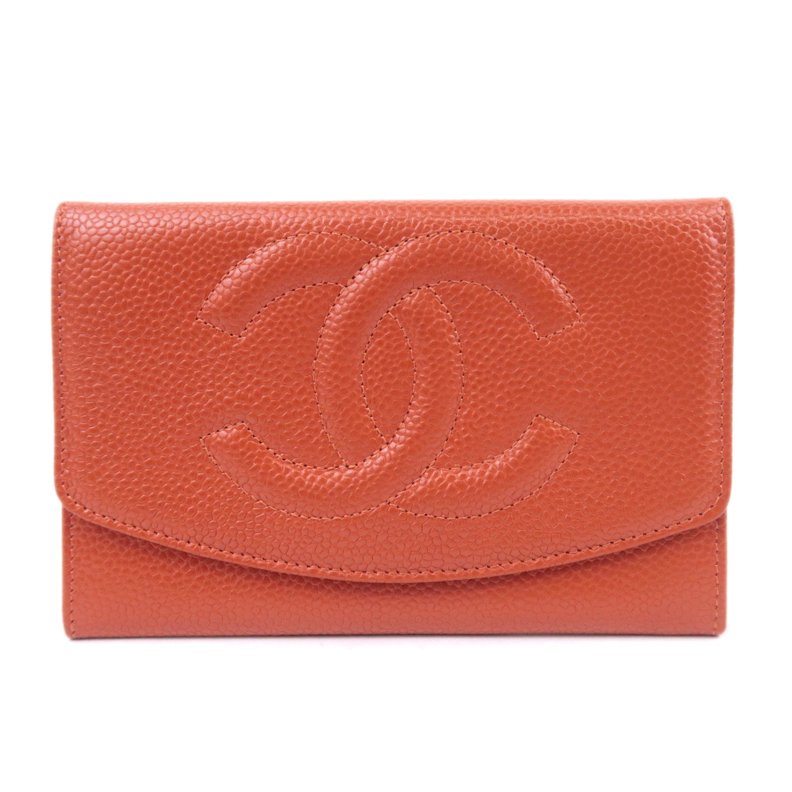 CHANEL Coco Mark Wallet Caviarskin Orange91781