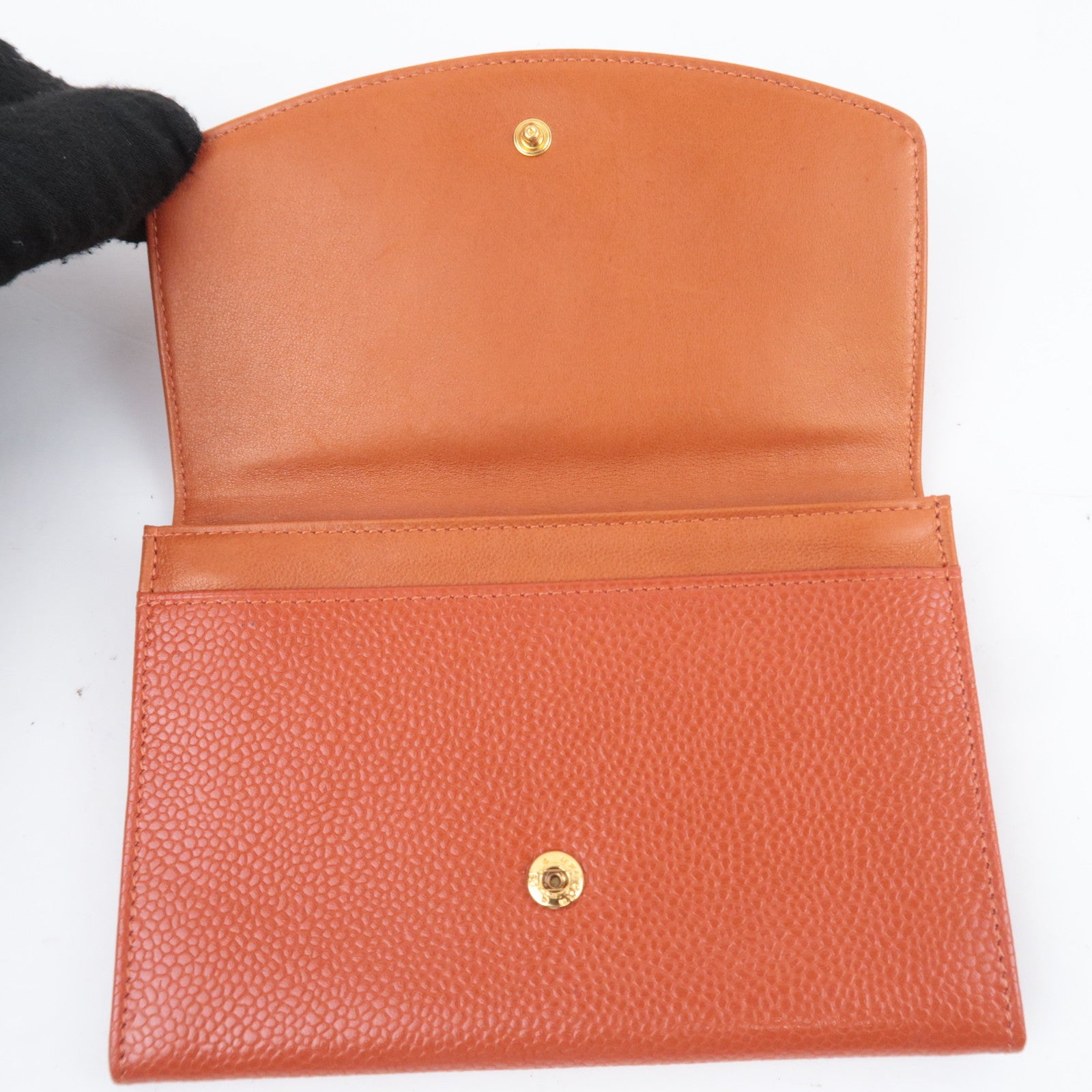 CHANEL Coco Mark Wallet Caviarskin Orange