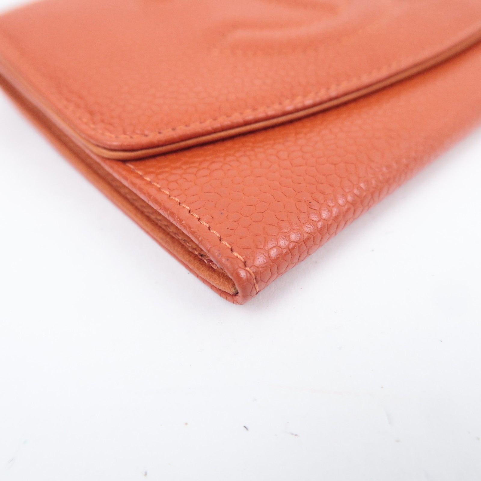 CHANEL Coco Mark Wallet Caviarskin Orange
