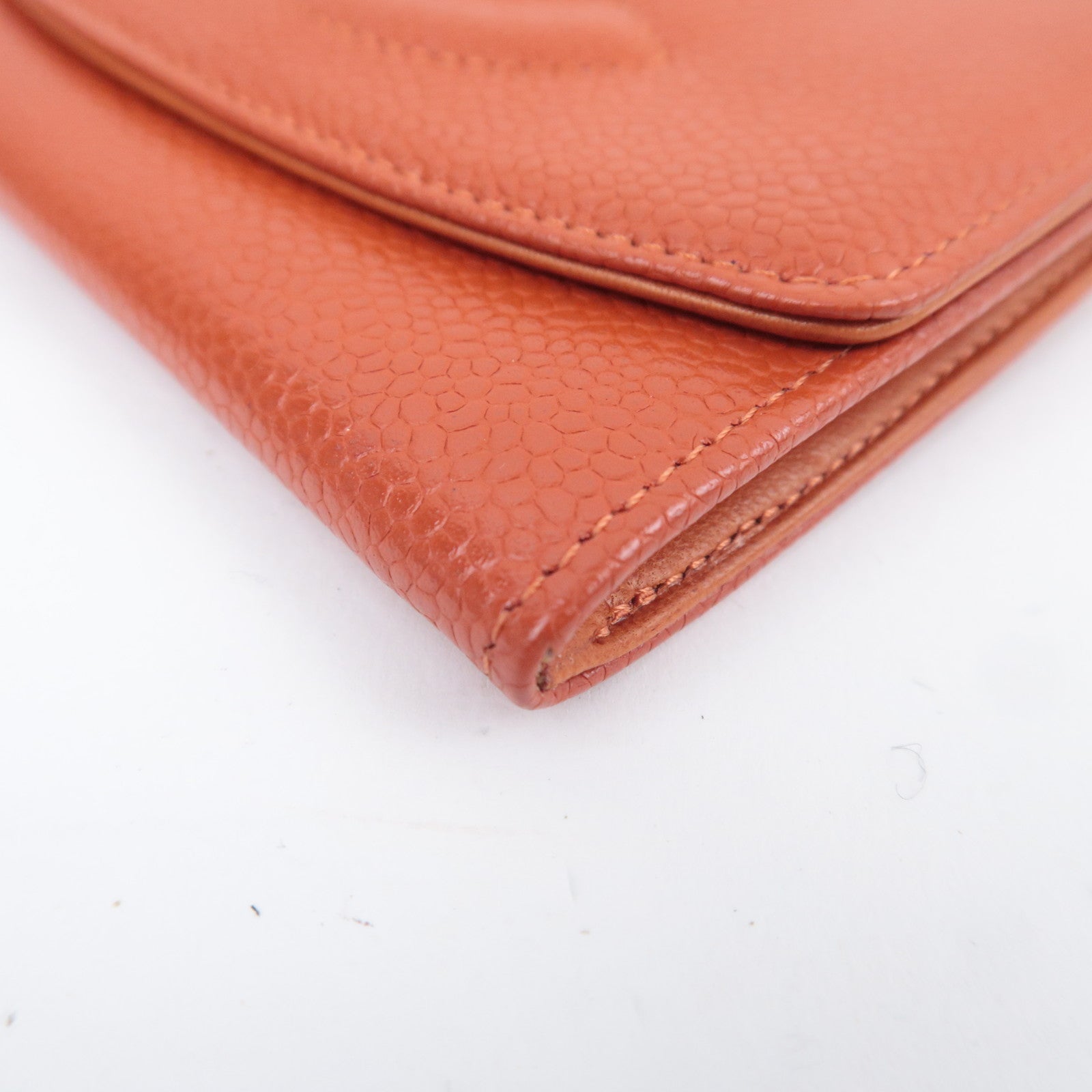 CHANEL Coco Mark Wallet Caviarskin Orange