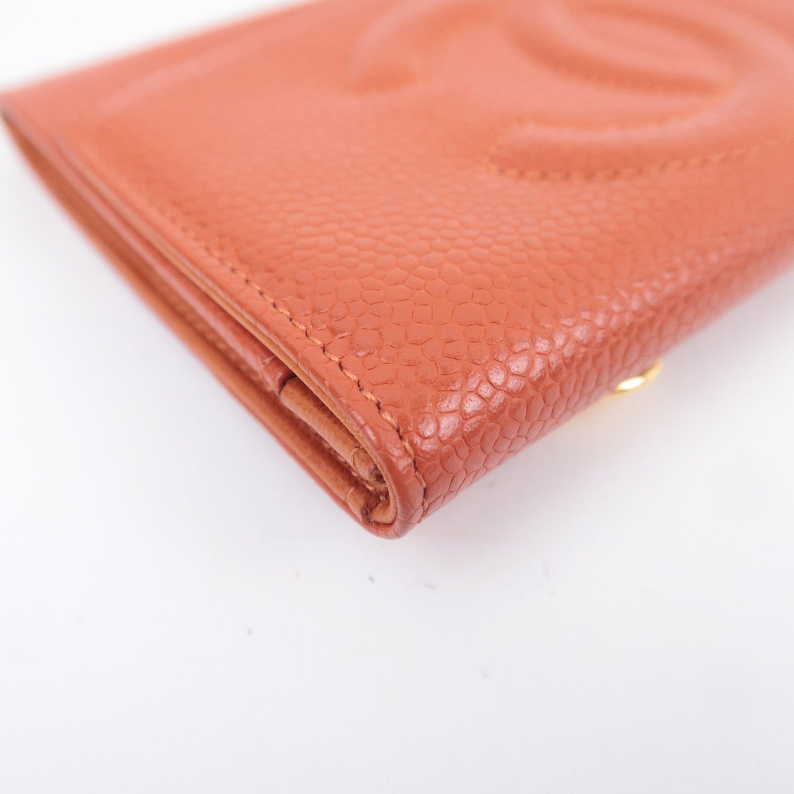 CHANEL Coco Mark Wallet Caviarskin Orange