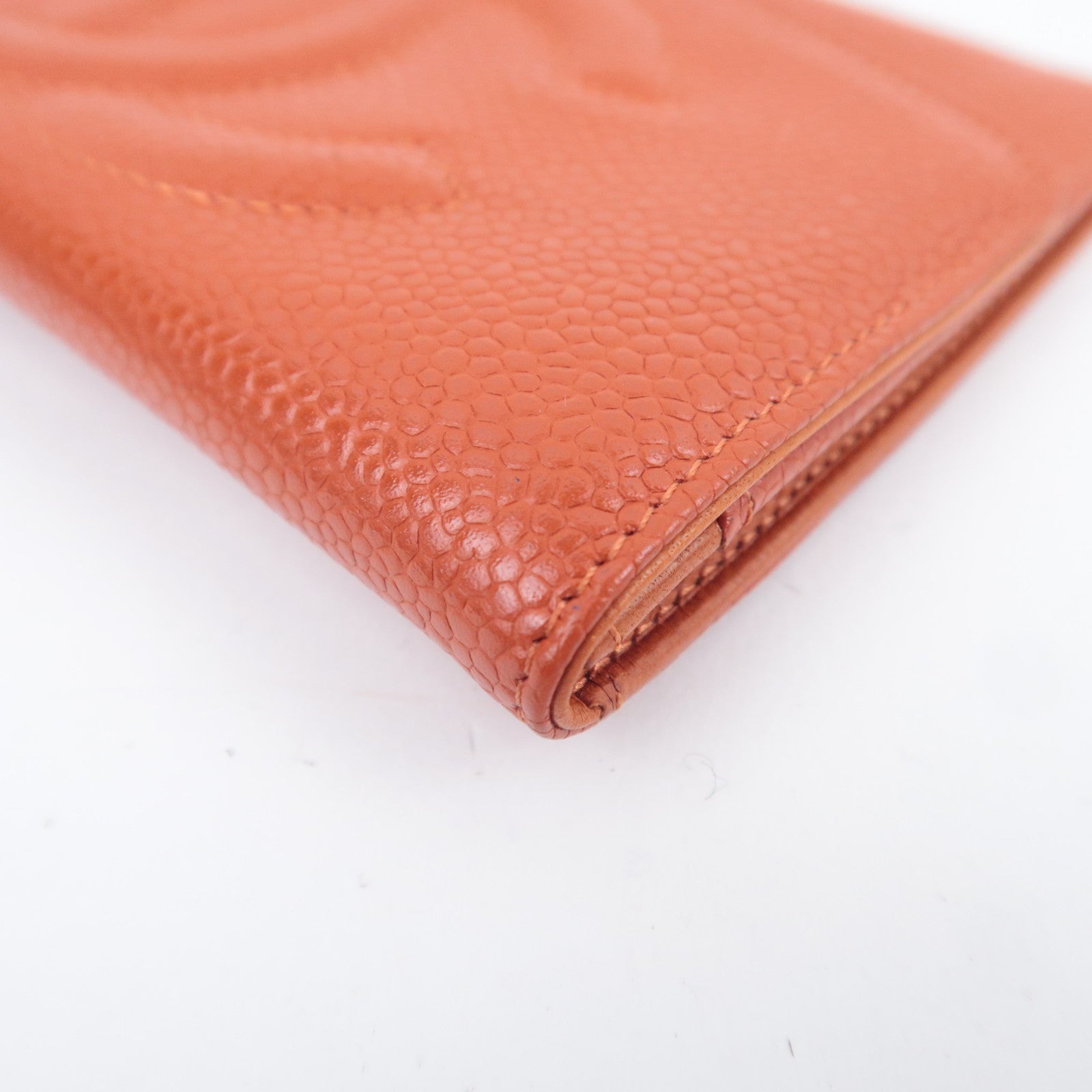 CHANEL Coco Mark Wallet Caviarskin Orange