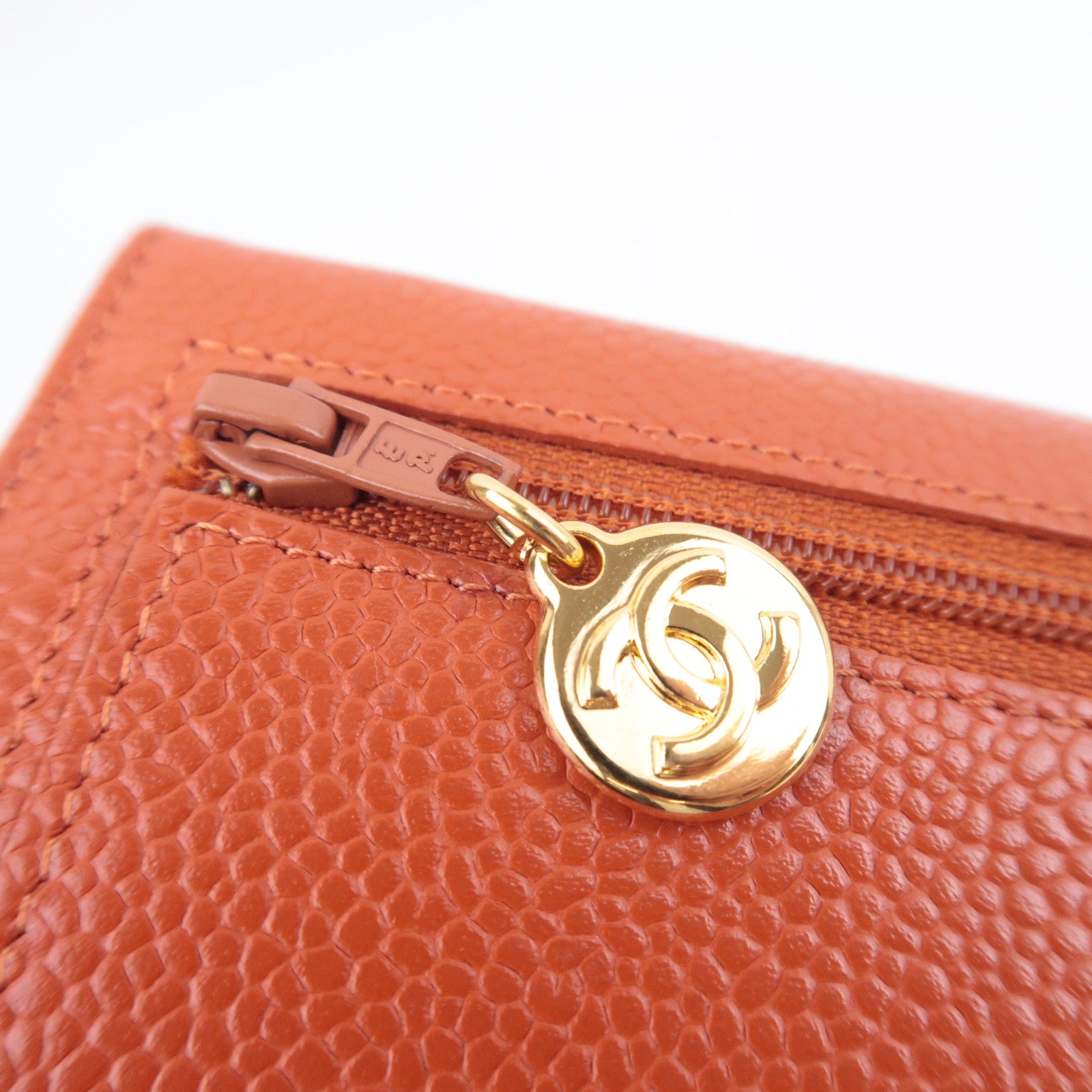 CHANEL Coco Mark Wallet Caviarskin Orange