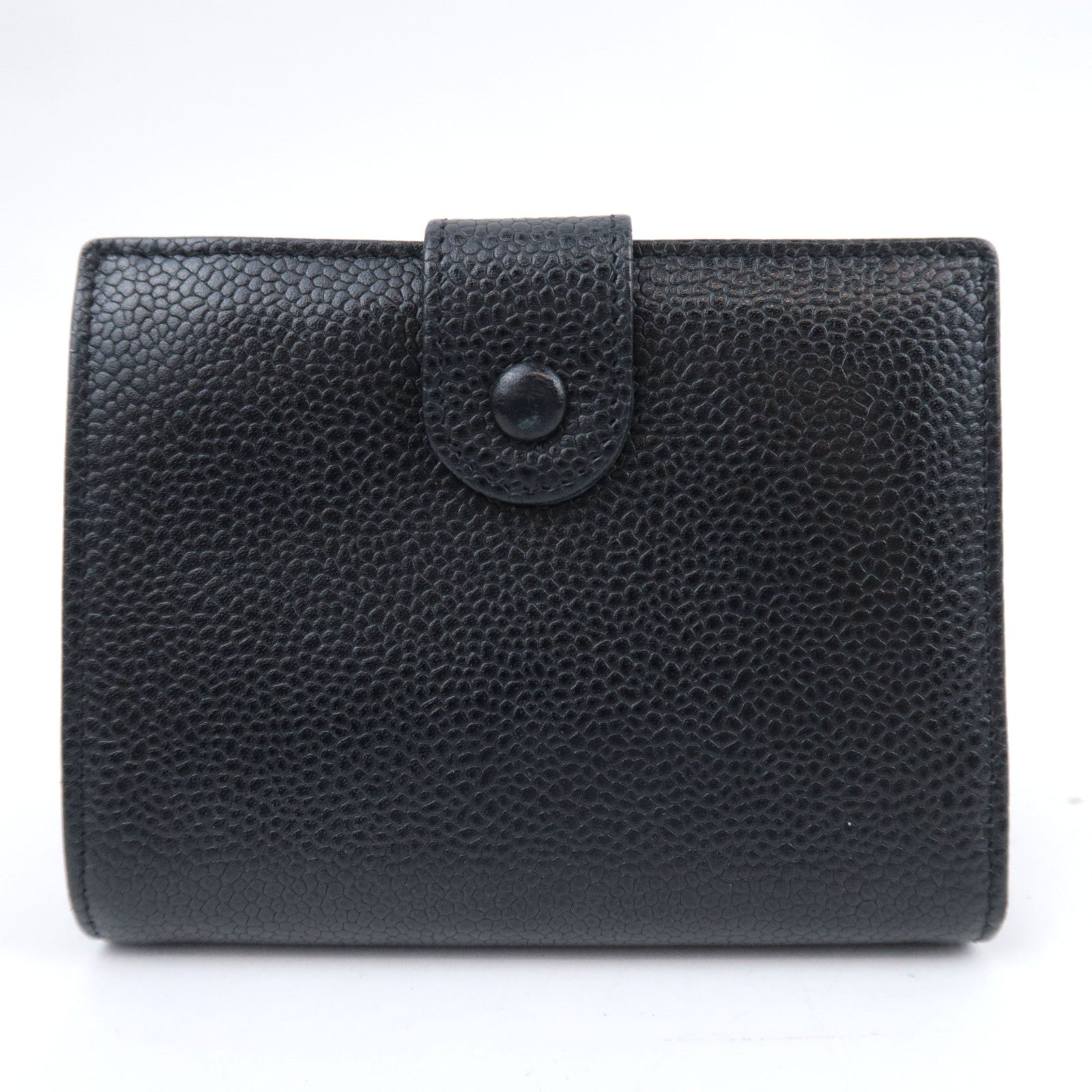 CHANEL Coco Mark Kiss Lock Wallet Caviarskin Black Gold HDW