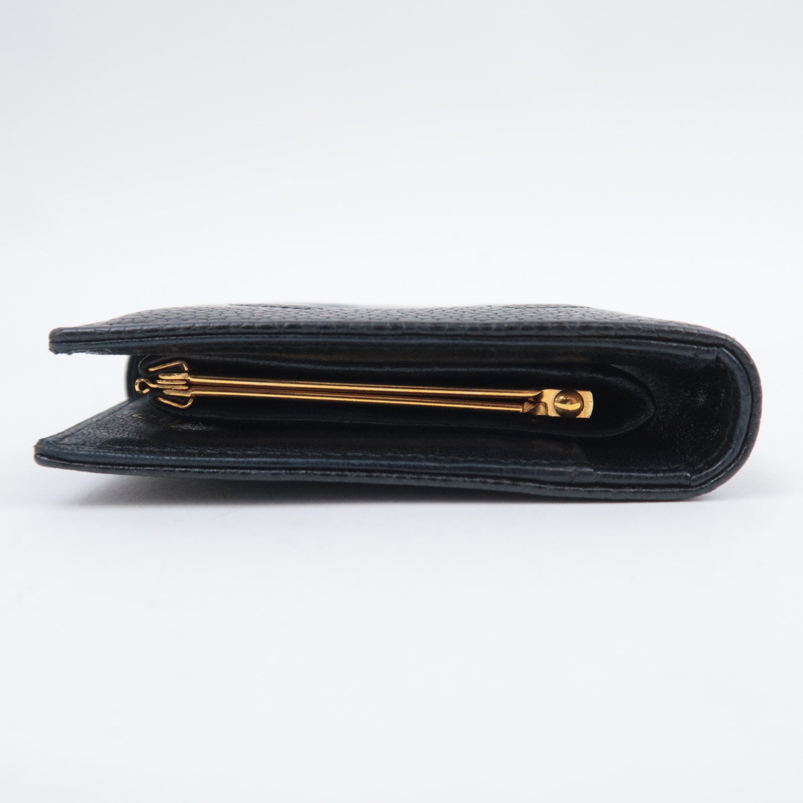 CHANEL Coco Mark Kiss Lock Wallet Caviarskin Black Gold HDW