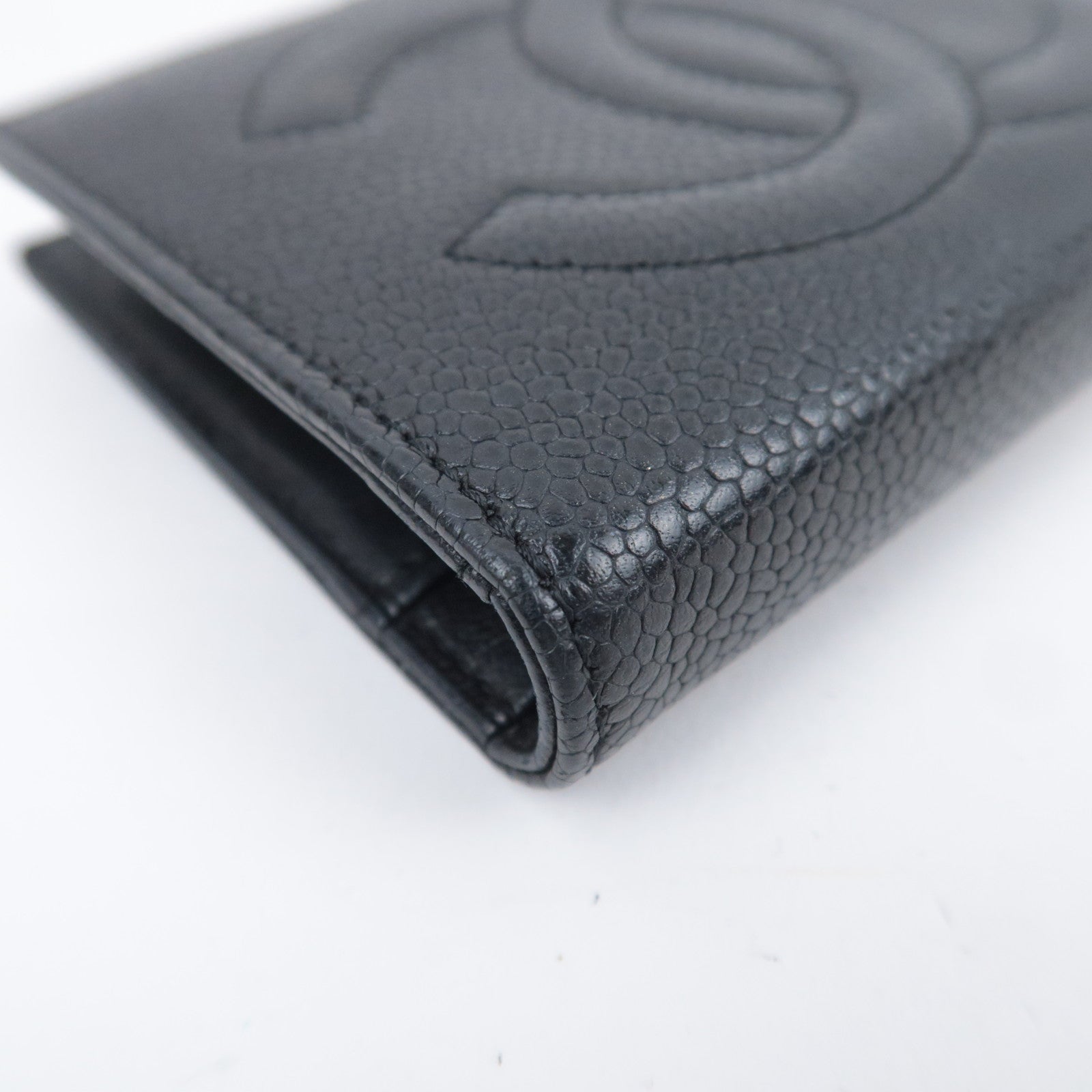 CHANEL Coco Mark Kiss Lock Wallet Caviarskin Black Gold HDW